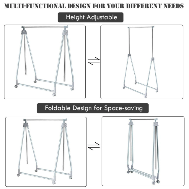 Hivvago Extendable Foldable Heavy Duty Clothing Rack with Hanging Rod
