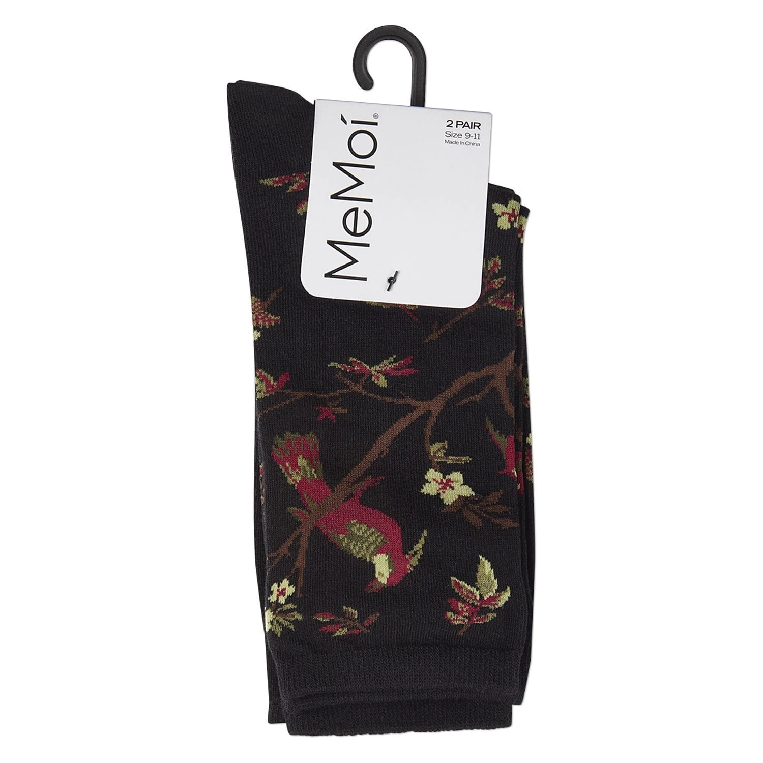 MeMoi Exotic Birds Cotton Blend Crew Socks 2 Pack