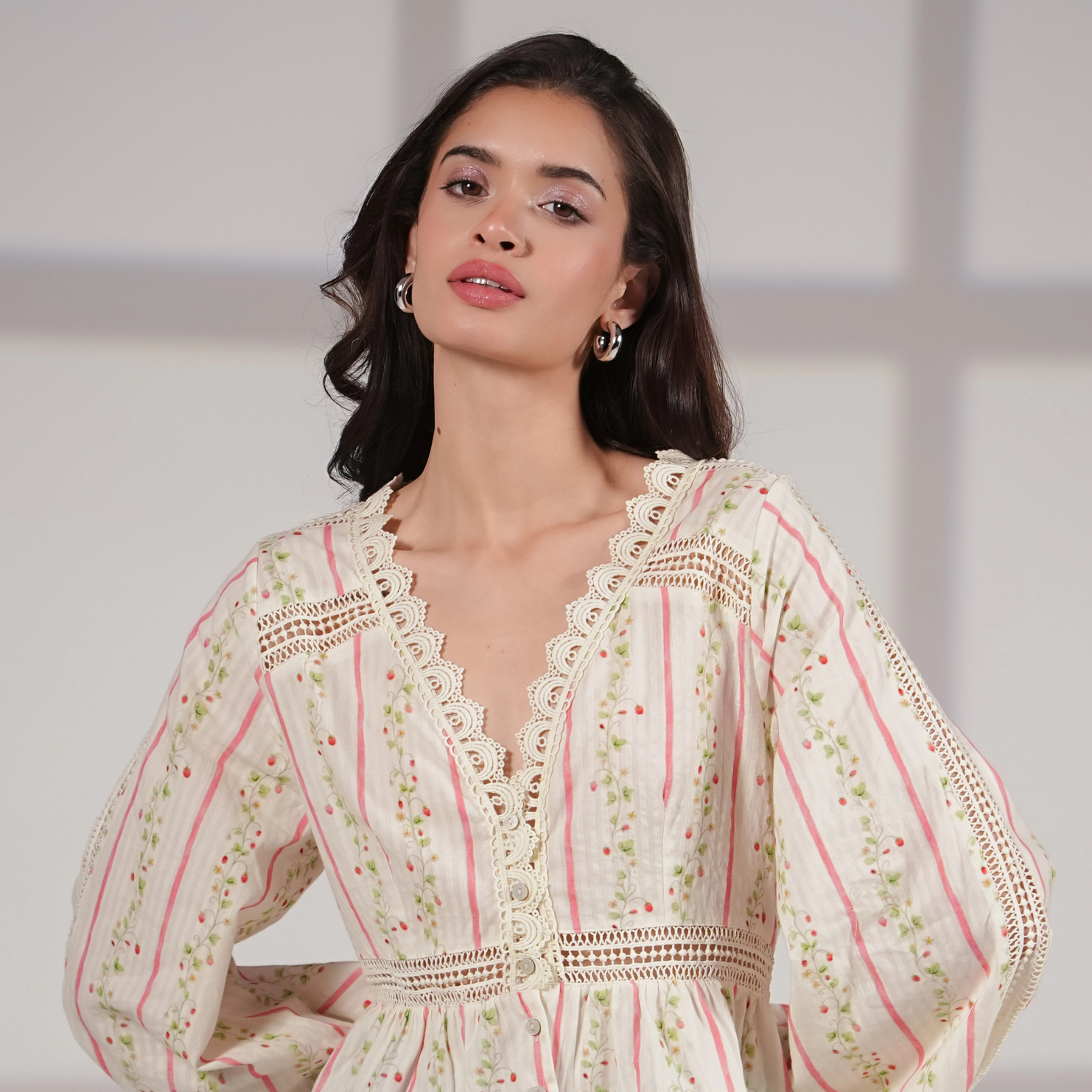 Rose & Nancy Women's Ellen Crochet Trim Cotton Blouse