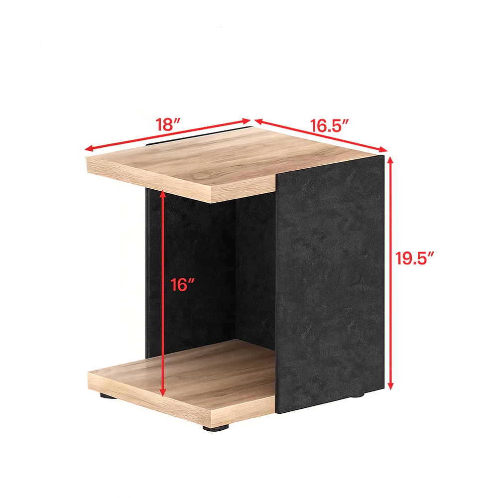 Hivvago Double-Layer End Table with Open Shelf for Sofa or Living Room
