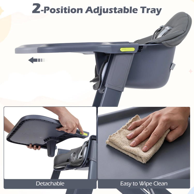 SlickBlue Adjustable Toddler High Chair with Detachable Tray and Metal Frame