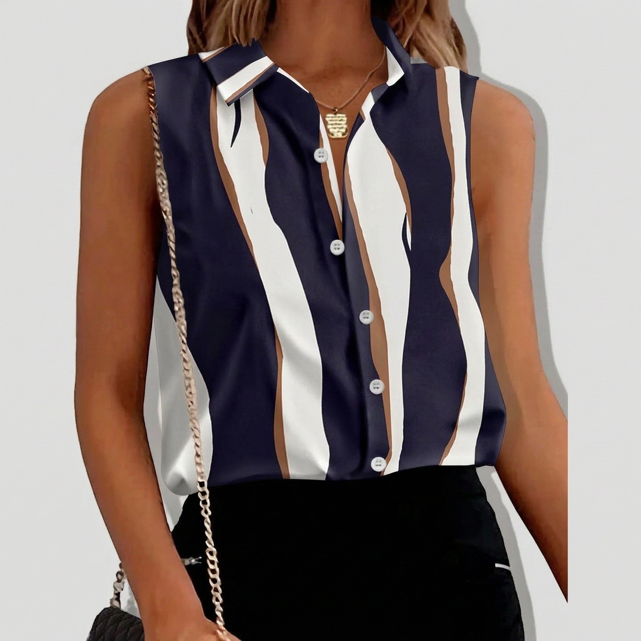 Zeagoo Womens Casual Sleeveless Button Down Shirts Office Blouses Loose V Neck Tank Tops