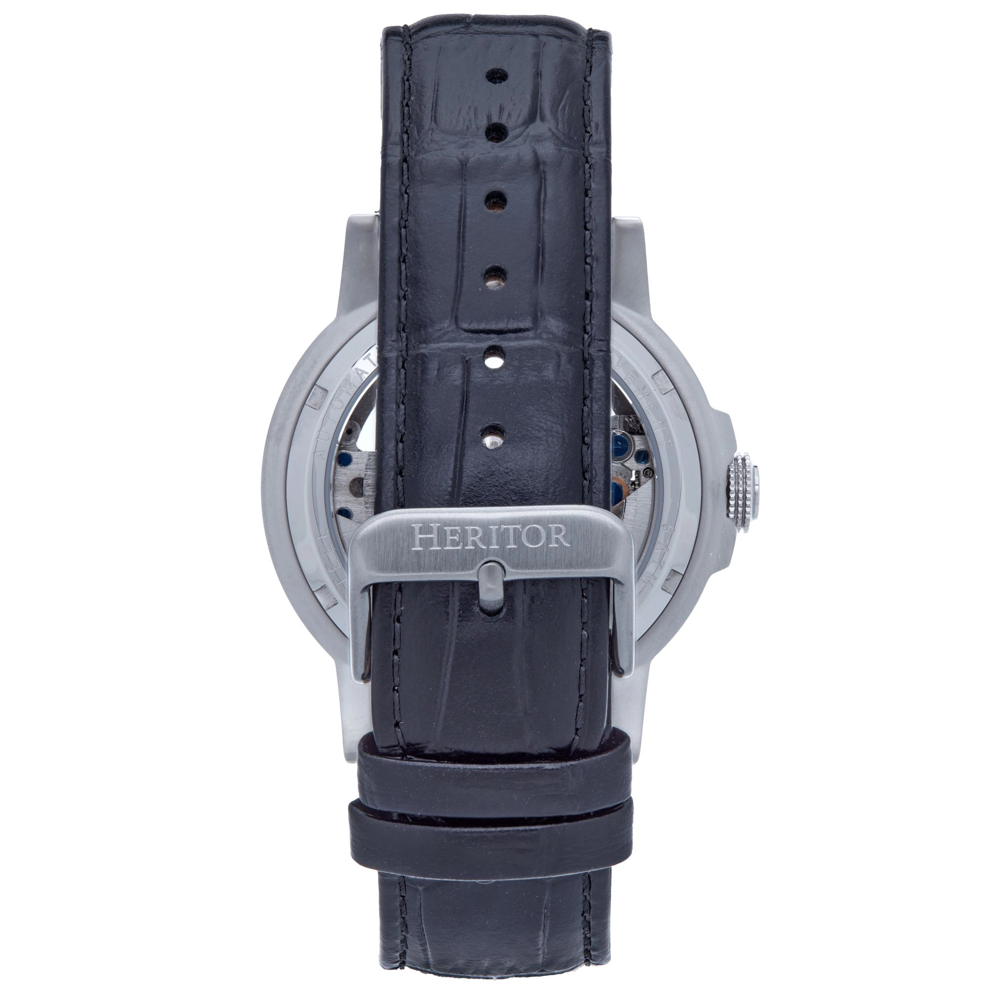 Heritor Automatic Davies Semi-Skeleton Leather-Band Watch