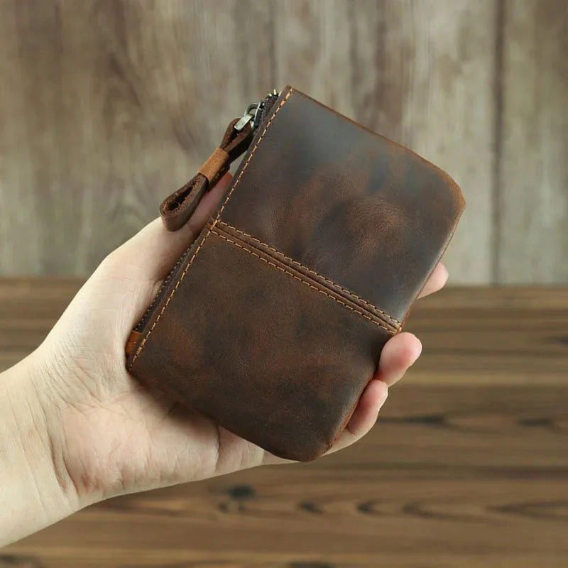 Steel Horse Leather Unisex The Cael | Handmade Leather Coin Purse with Zipper