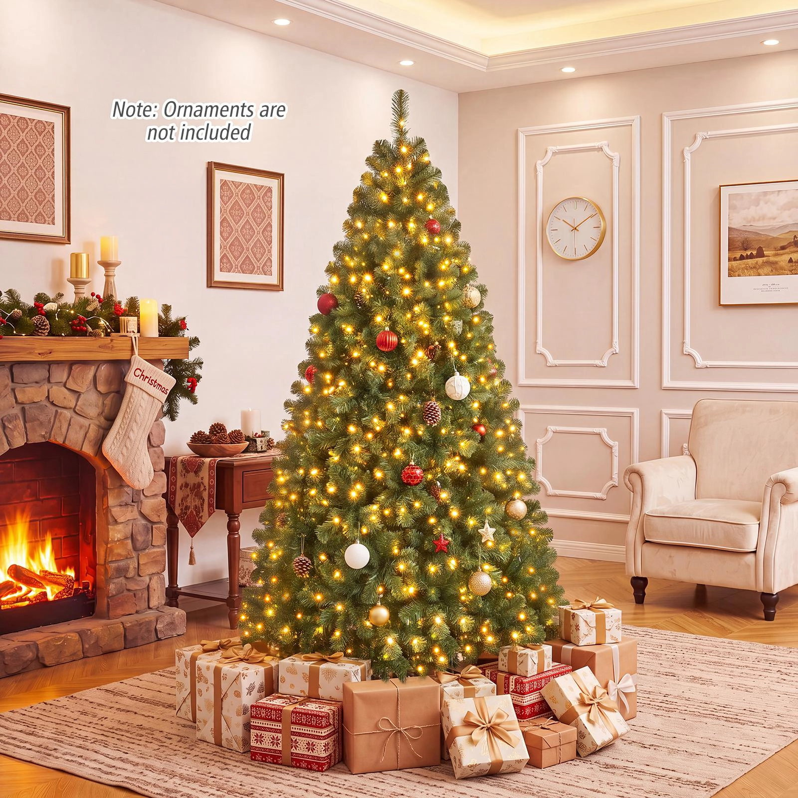 Costway 6 FT Christmas Tree Pre-Lit Hinged with 560 LED Lights