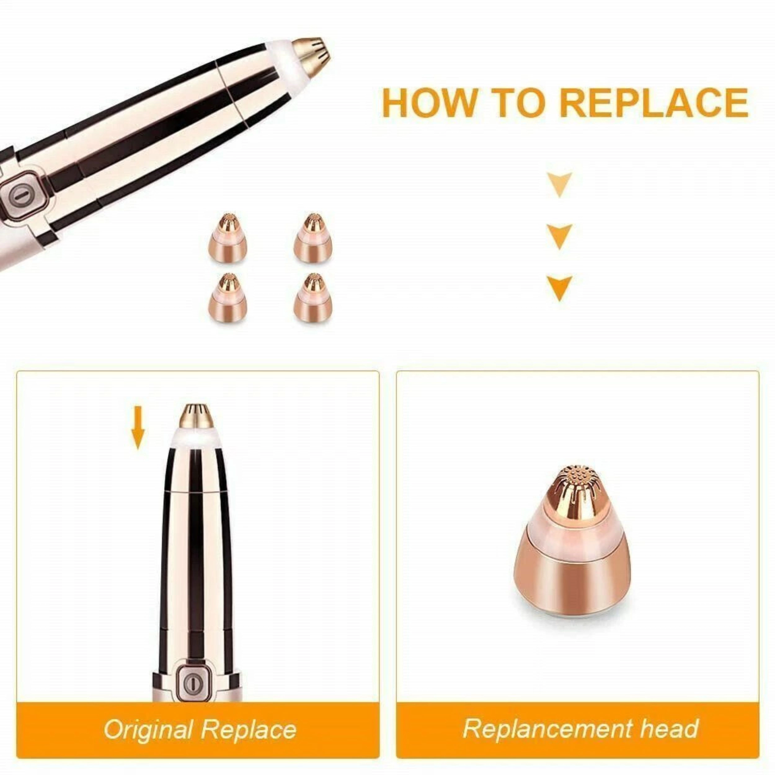 Home Collection Eyebrow Hair Remover Replacement Heads with Cleaning Brush 4 Pack