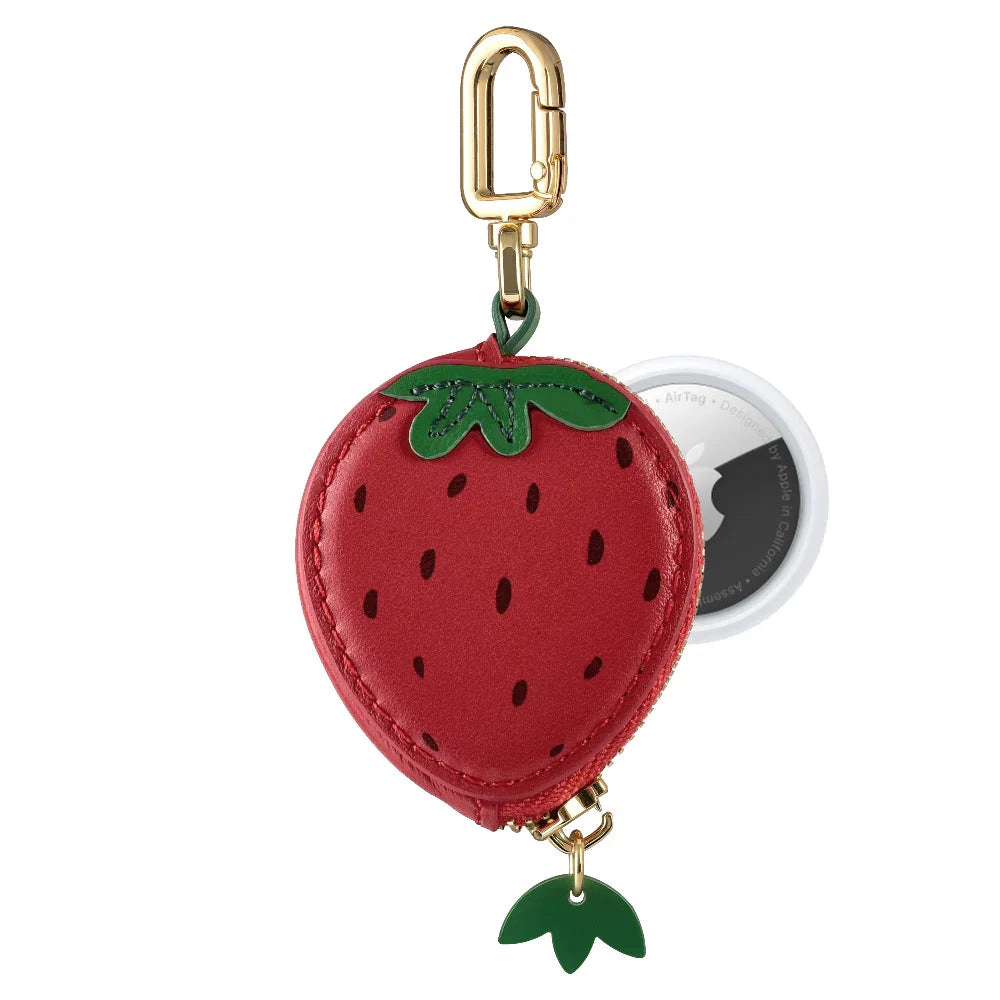 Posh Tech Unisex Strawberry Leather Bag Charm for AirTag