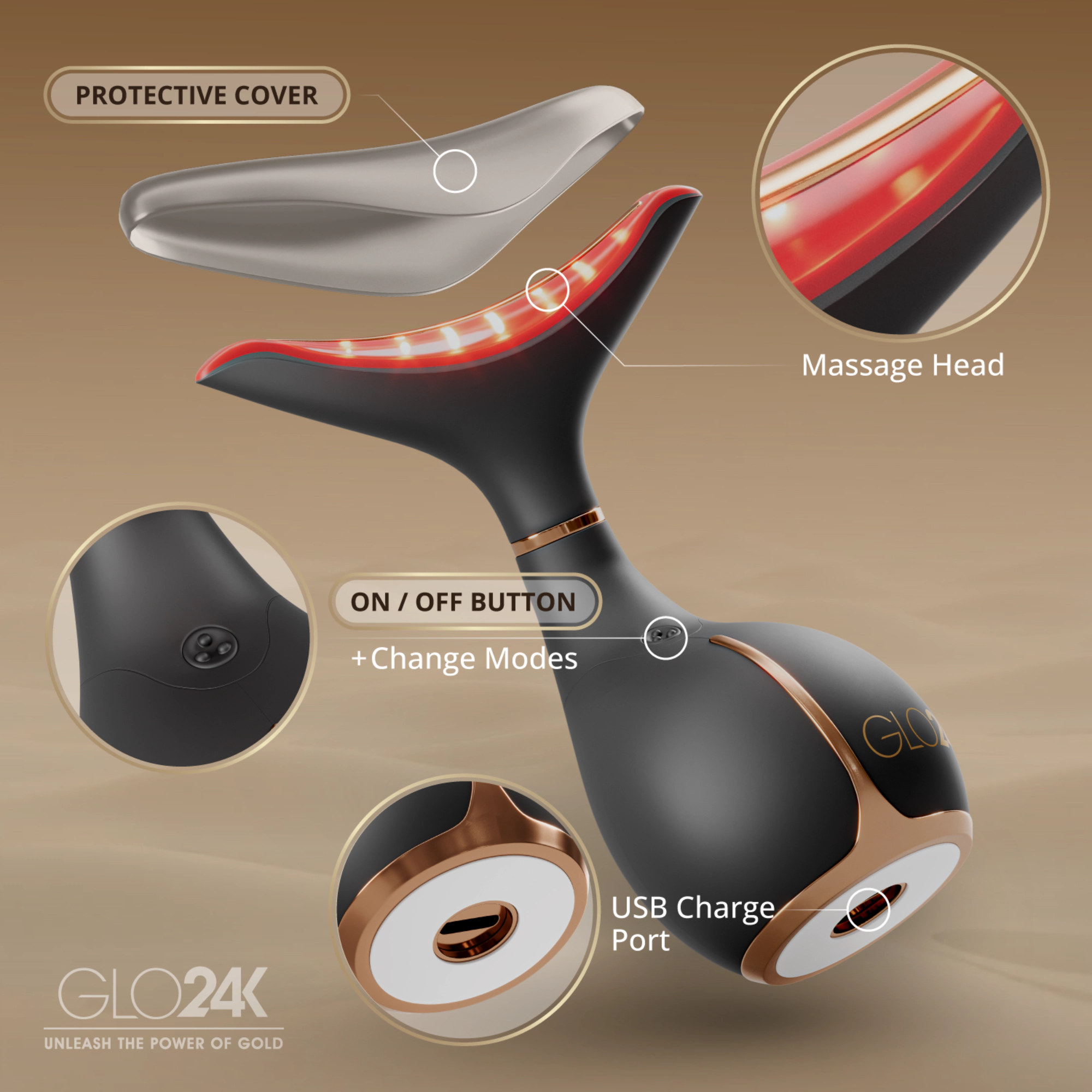 GLO24K Skin Rejuvenation Beauty Device for Face and Neck
