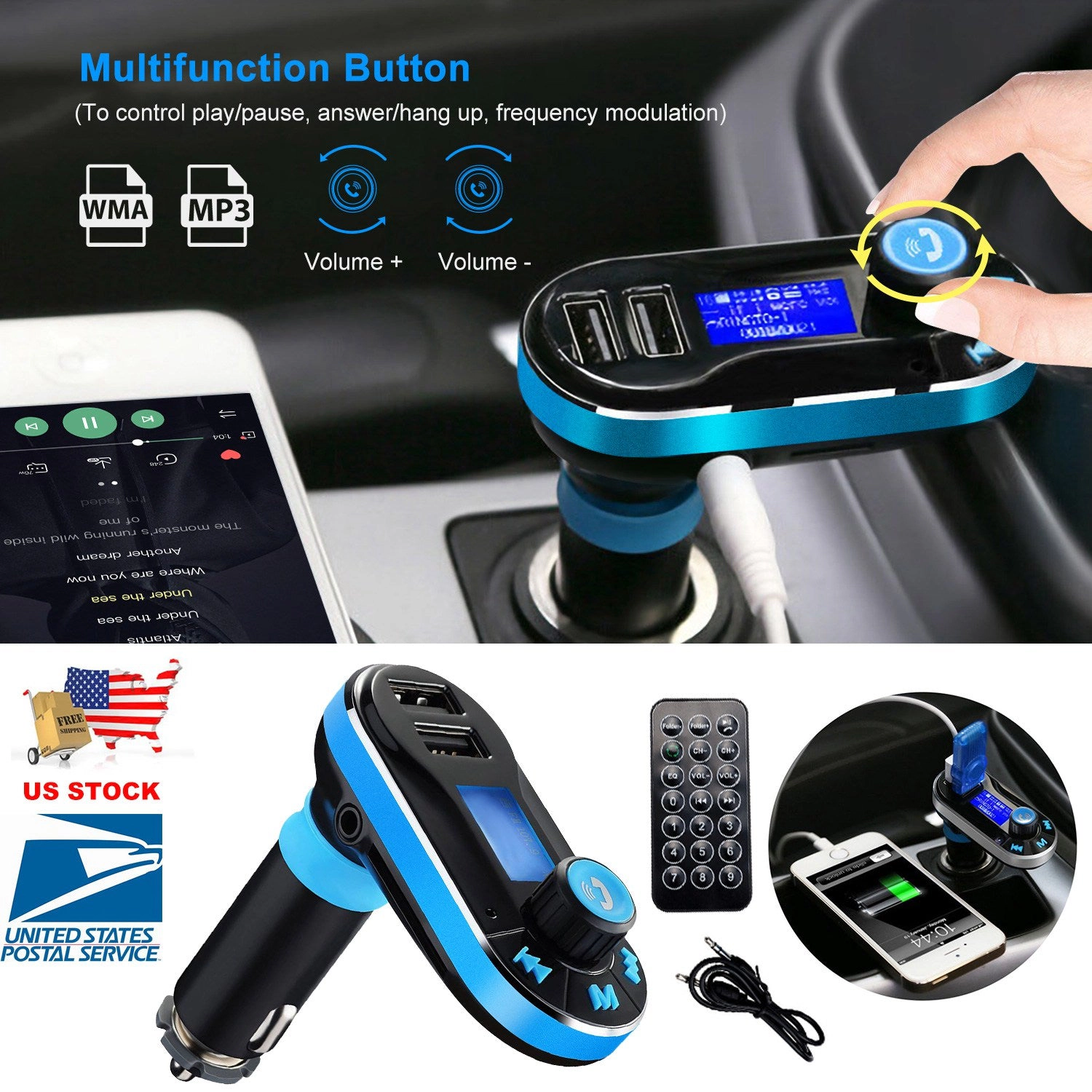 GBruno Wireless FM Transmitter With Dual USB Charger