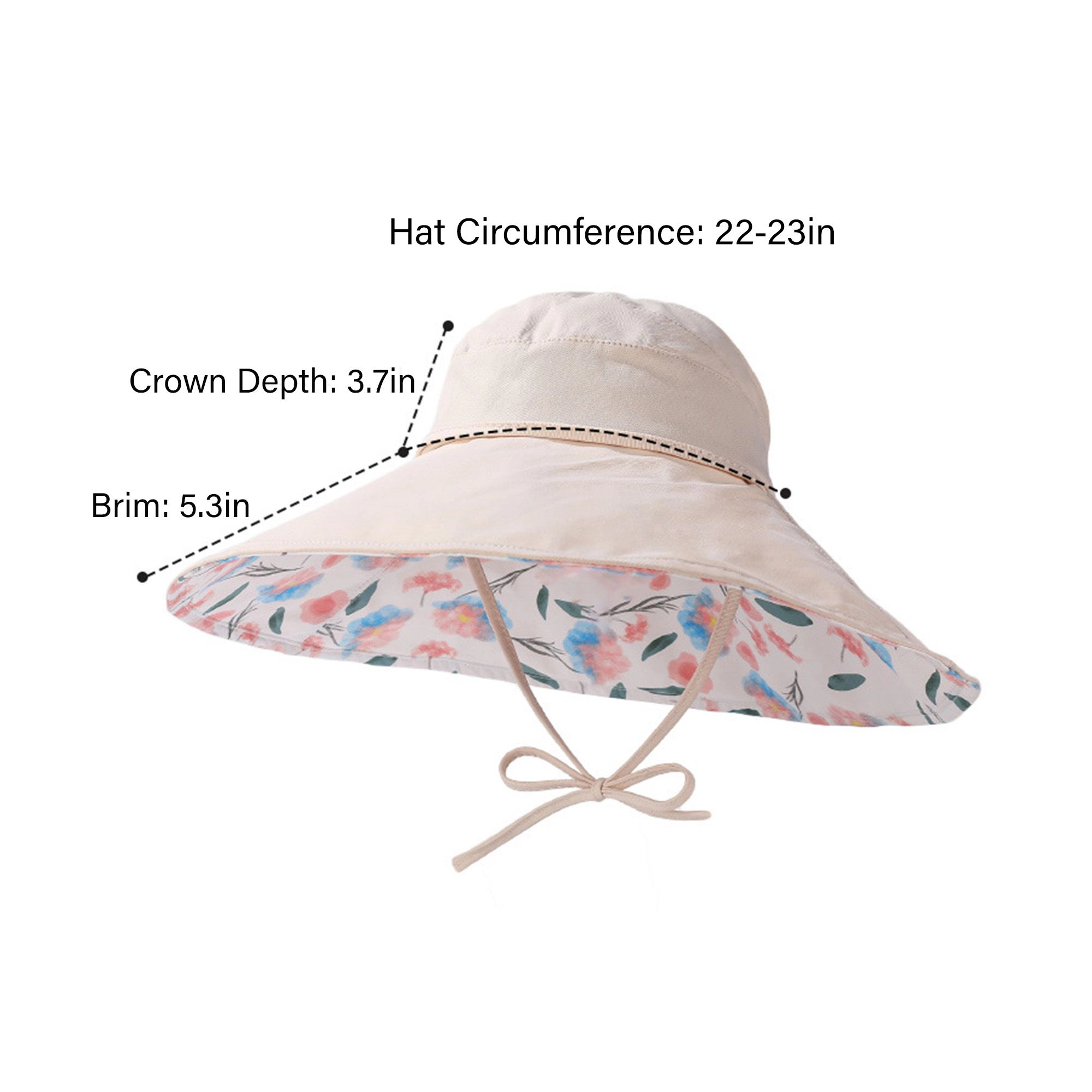 Anna-Kaci Womens Wide Brim Sun Hat with Floral Lining Ponytail Opening Lightweight Packable Beach