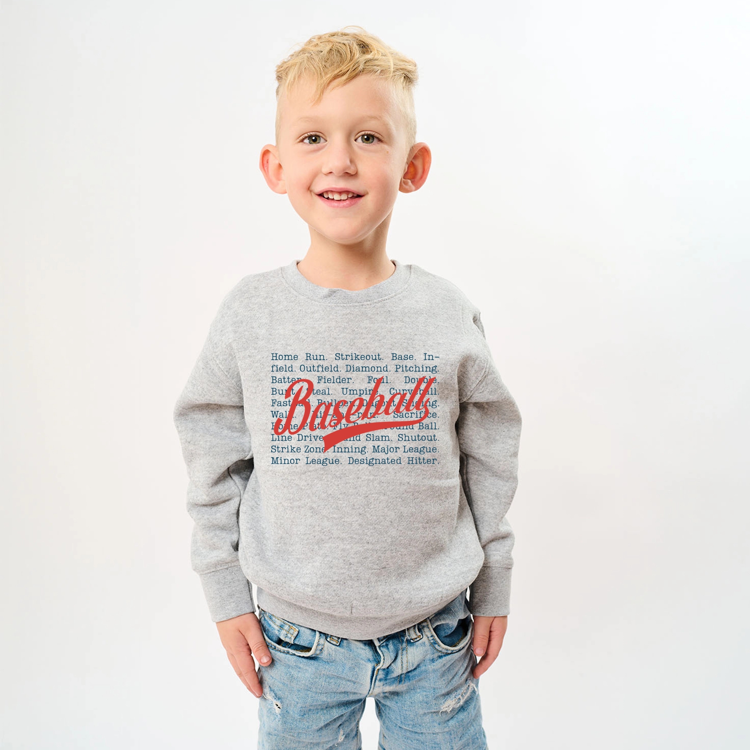 The Juniper Shop - Baseball Words Stacked Youth Graphic Sweatshirt
