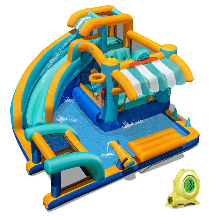 Hivvago Inflatable Water Slide Bounce House Kids Jump Castle with 735W Blower