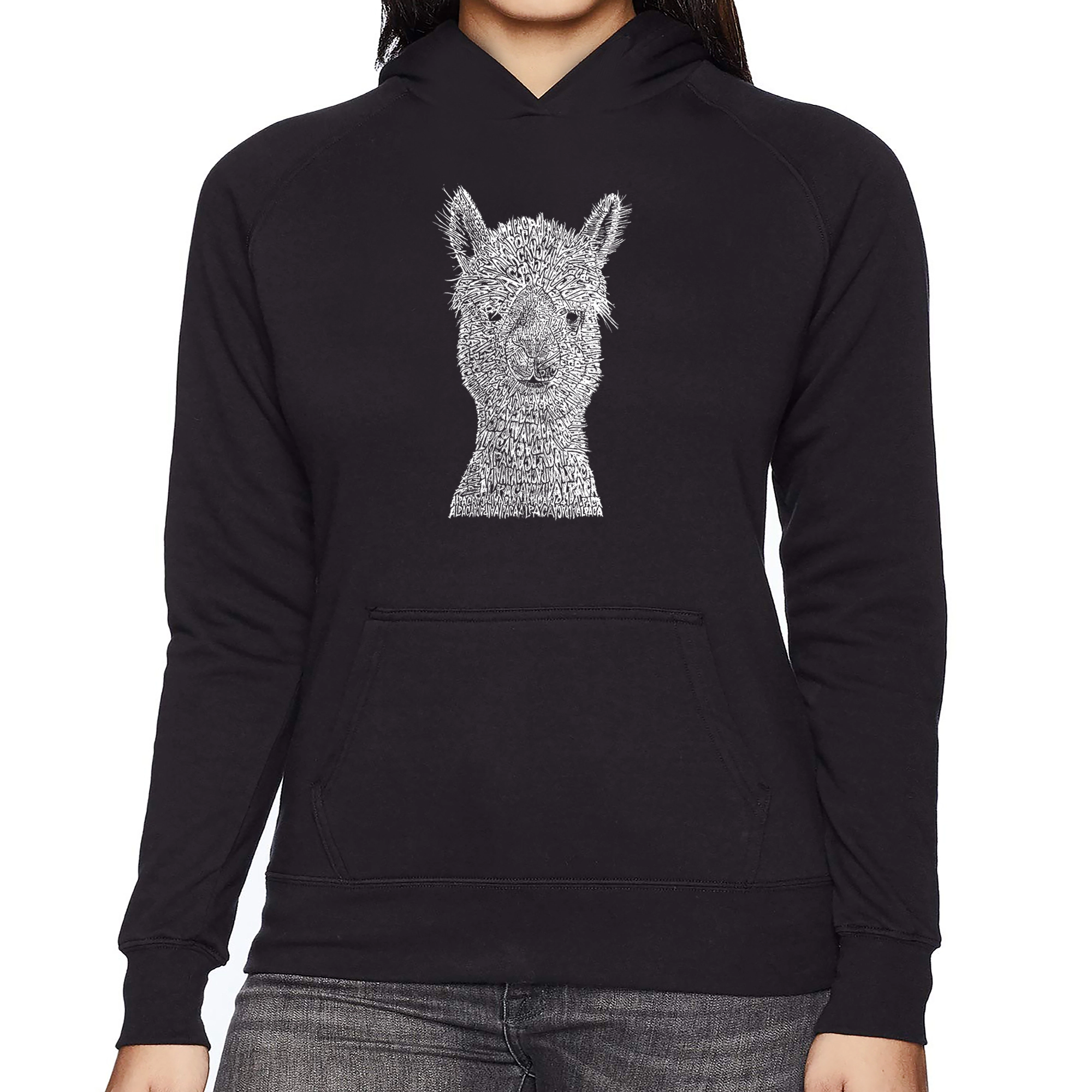 LA Pop Art Alpaca - Women's Word Hooded Sweatshirt