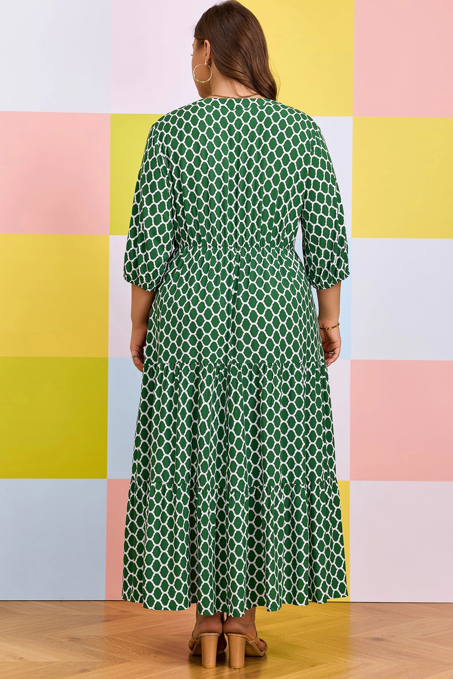 Threaded Pear Johanna Ruffle Hem Casual PLUS Dress