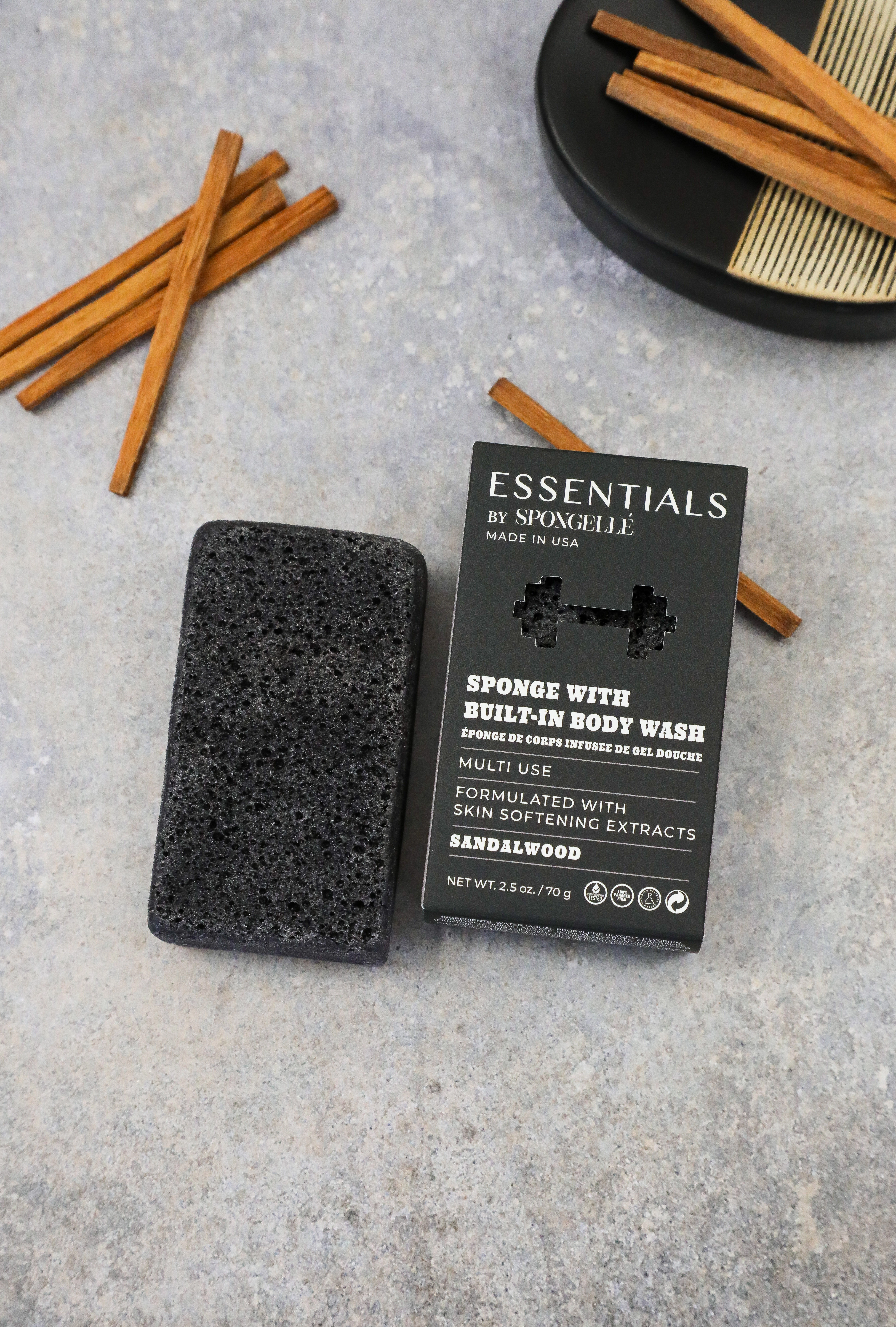 ESSENTIALS BY SPONGELLE - MENS BODY BUFFER - SANDALWOOD
