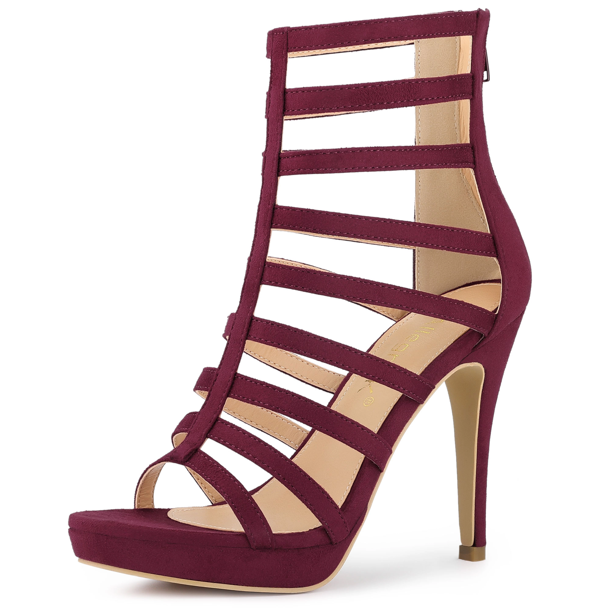 BLISSFUL STEP Women's Stiletto Platform Heels Strappy Gladiator Sandals