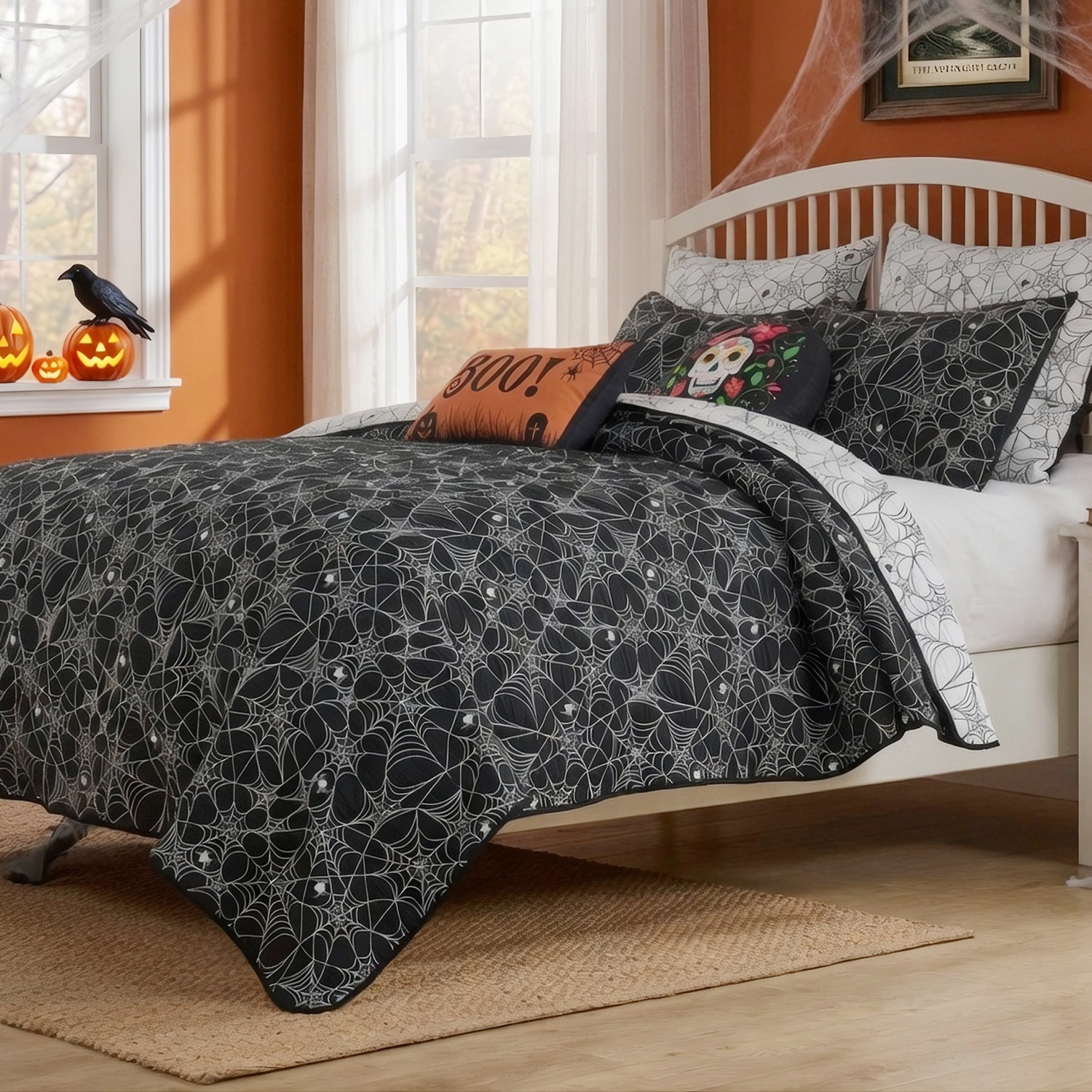 Greenland Home Fashions Spinderella 100% Polyester Reversible 2 PC Coverlet Set