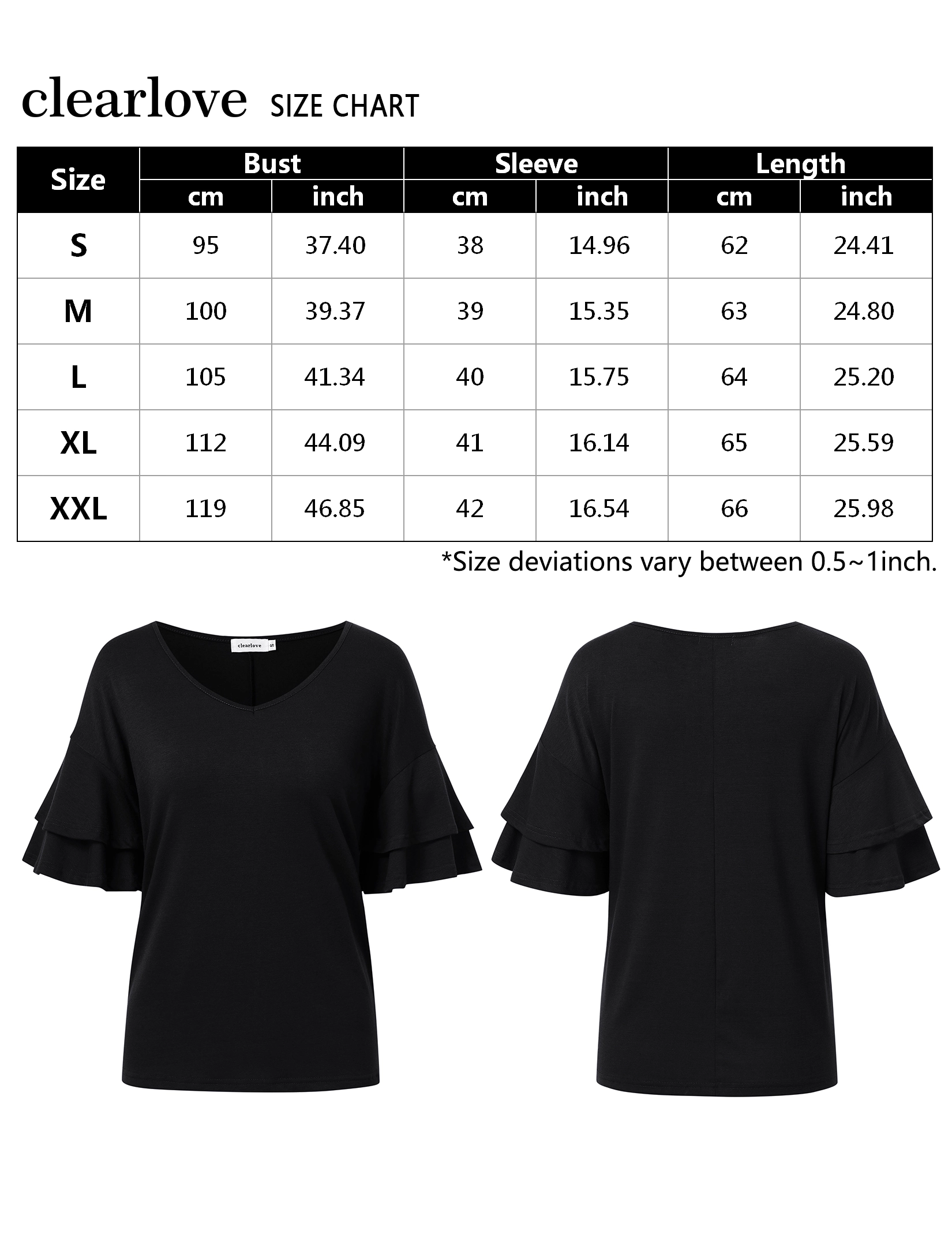 KOJOOIN Women V Neck Tunic Tops Double Tier Ruffle Short Sleeve T-Shirts Dressy Casual Blouse Basic Tee