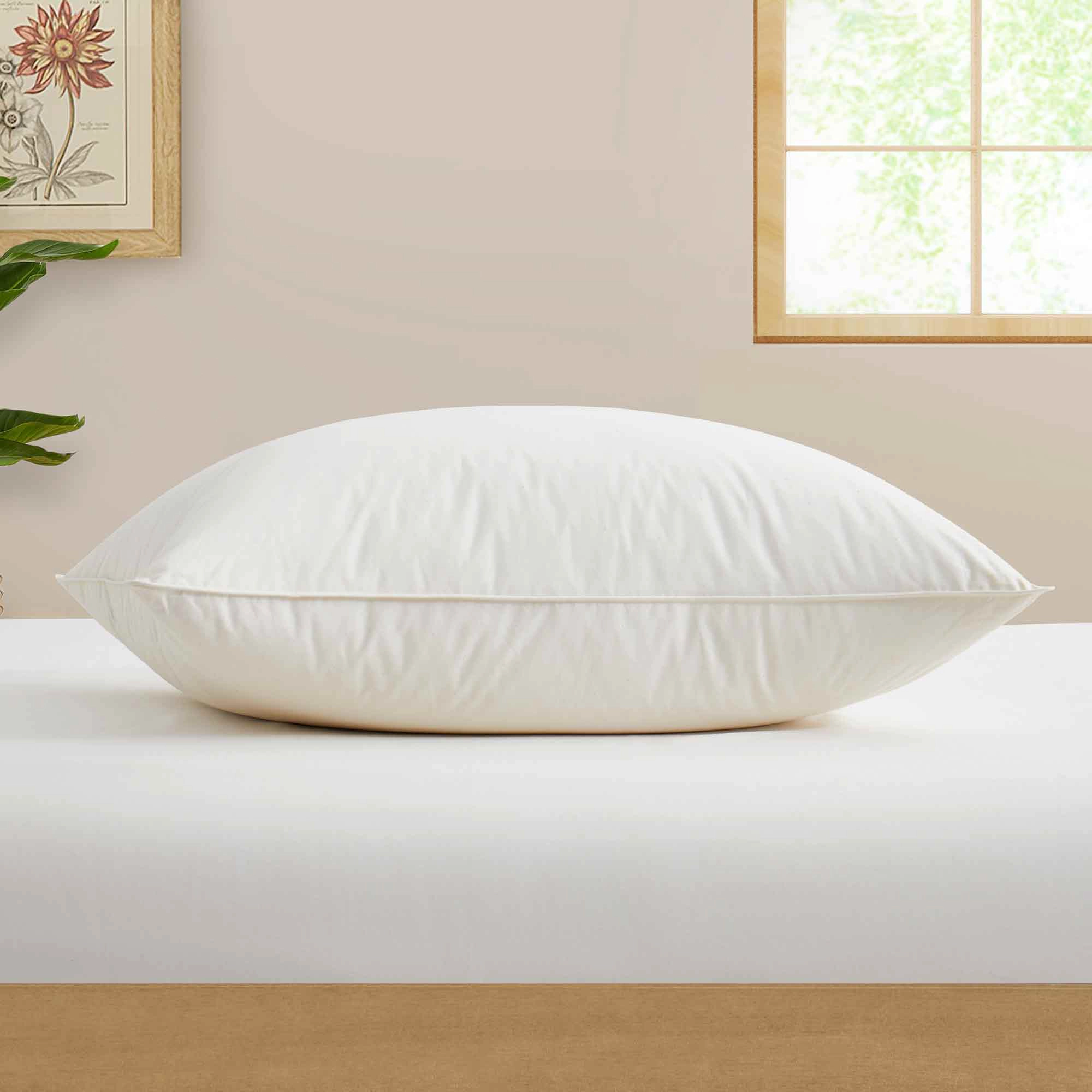 Puredown Selected Organic Cotton White Duck Down Pillow, Soft Breathable Bed Pillow, 1-Pack