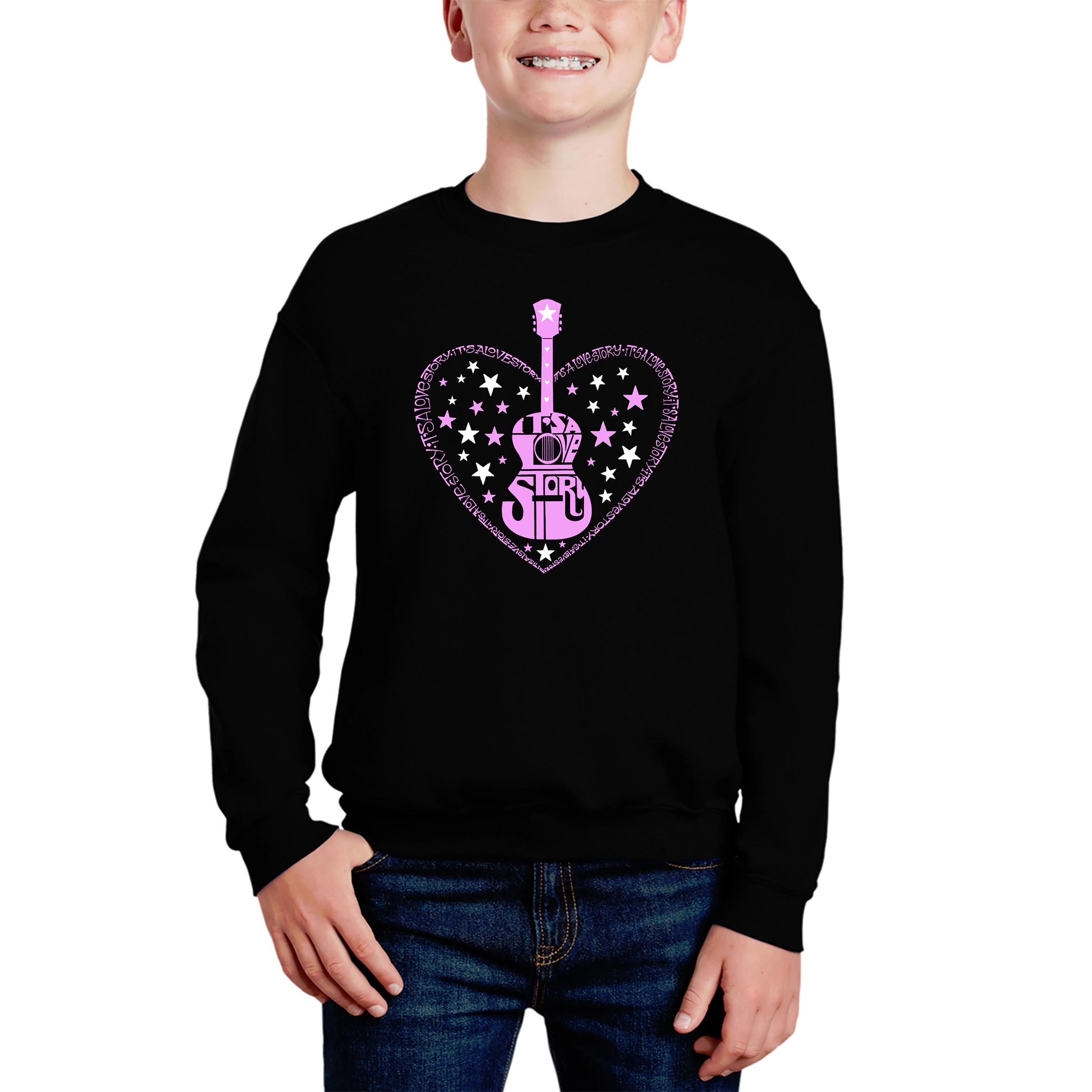 LA Pop Art Boy's Word Sweatshirt - It's A Love Story