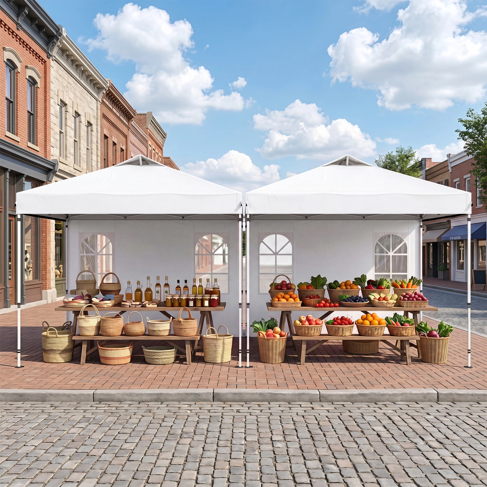 SUGIFT White Reflective Pop Up Canopy Tent with 4 Zip On Sidewalls and 9 Ground Stakes 10-ft W 10-ft D 8.5-ft H