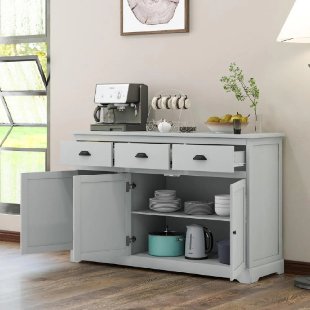 Hivvago 3 Drawers Sideboard Buffet Storage With Adjustable Shelves