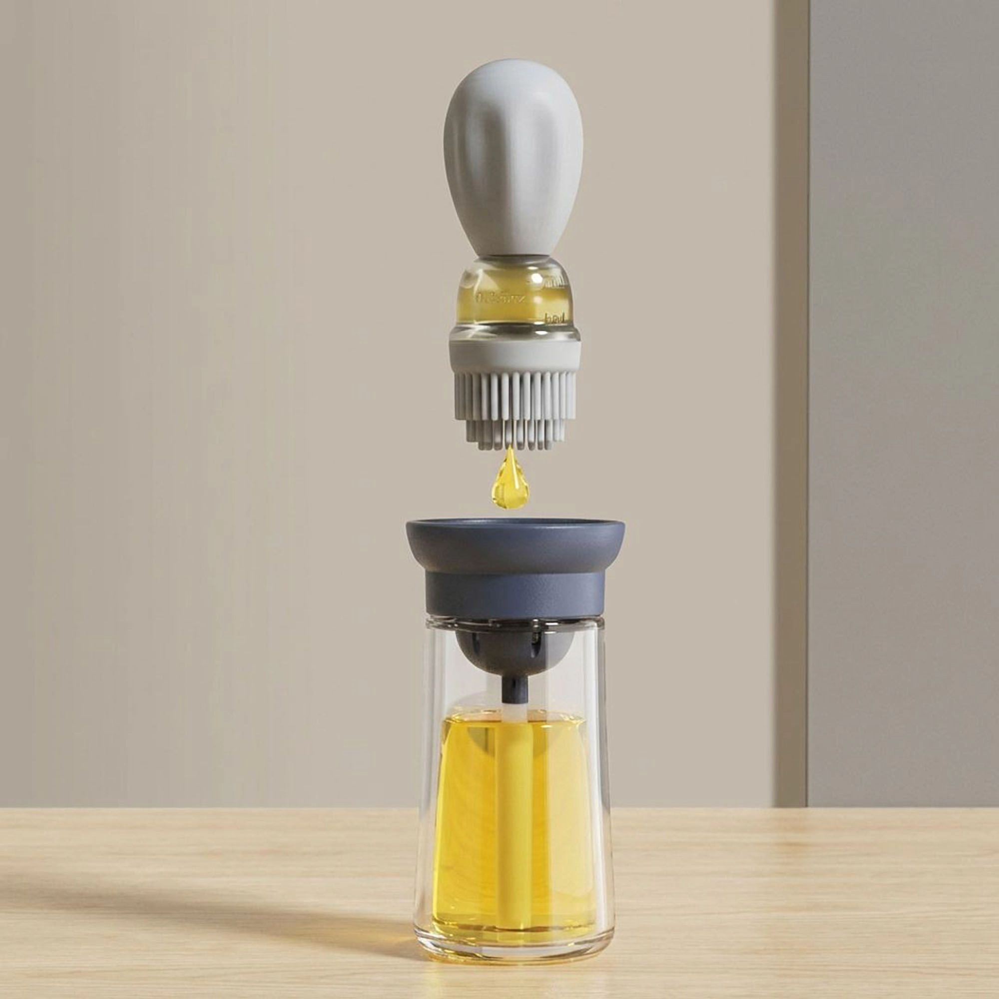 Alilang Women 2-PC Glass Oil Dispenser Bottle with Silicone Brush Drip Free Design and Leak Resistant Lid