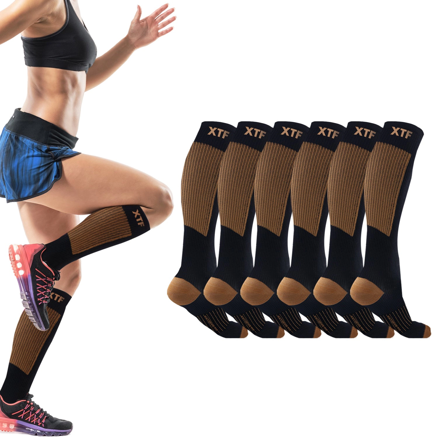 Extreme Fit Copper Compression Socks - 6 Pair