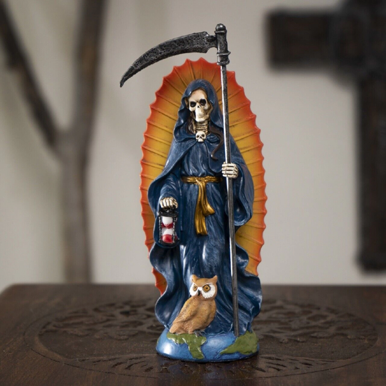 Pacific Giftware Santa Muerte Blue Gown Figurine Death 7 Inch