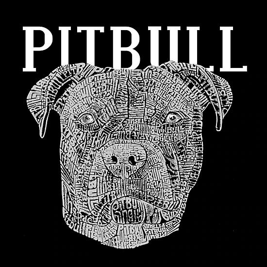 LA Pop Art Pitbull Face - Men's Word Art Hooded Sweatshirt