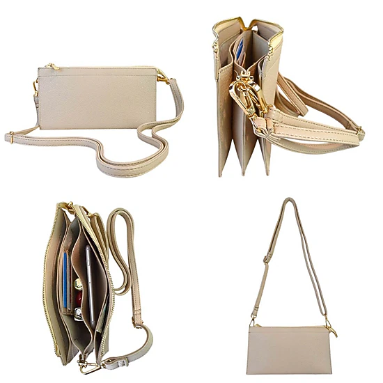 Fashnzfab Faux Leather Slim Wallet Crossbody Bag
