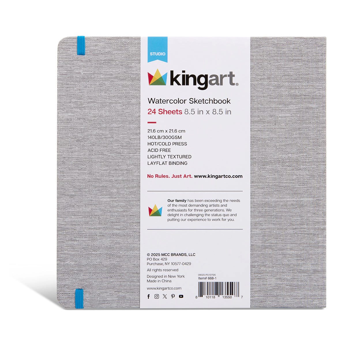 KINGART Hardcover Watercolor Sketchbook 8.5 x 8.5 in - 140 lb (300 GSM) Dual Hot/Cold Press - 2 Pack, 24 Sheets
