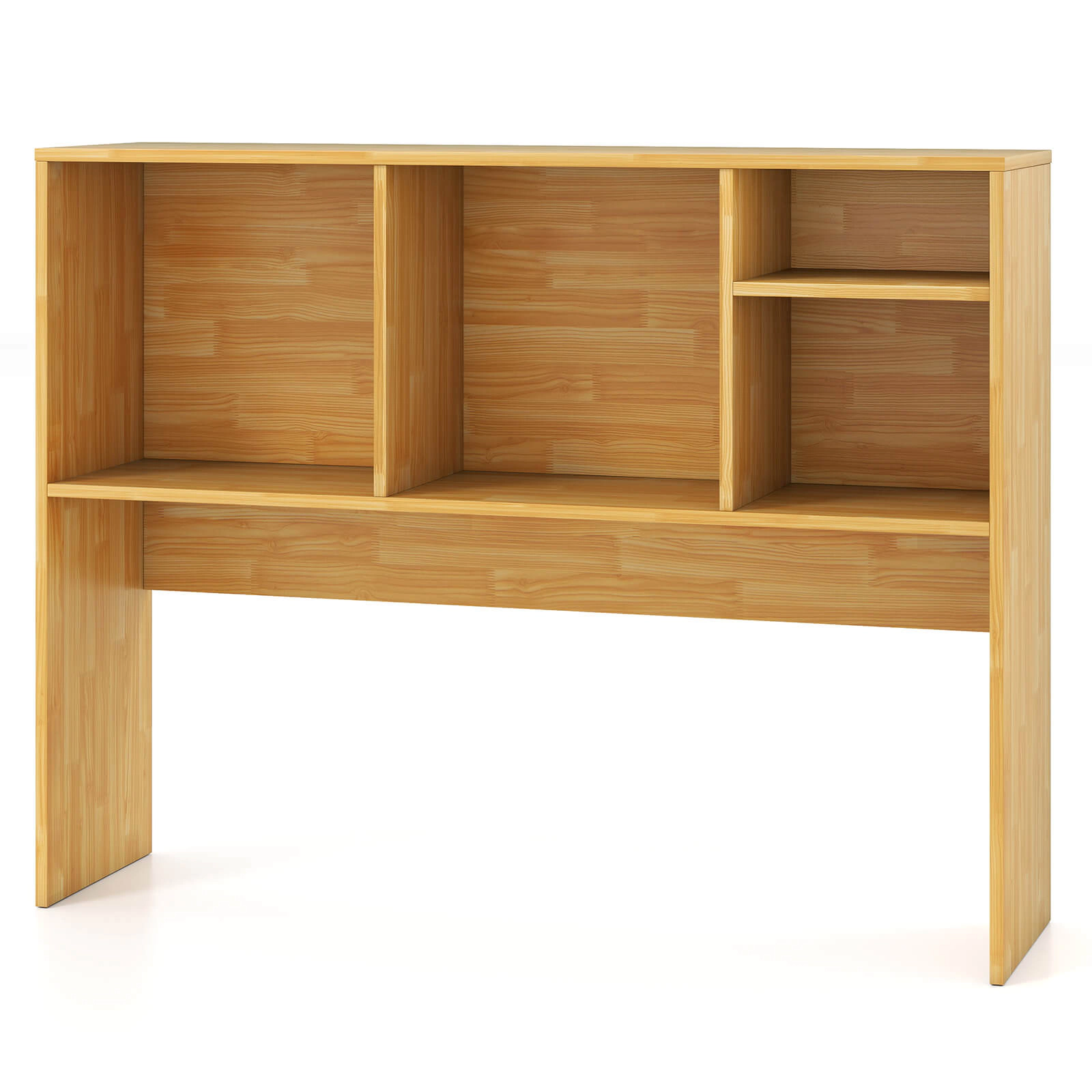 Costway Computer Desktop Bookcase Countertop Storage Bookshelf Organizer with 4 Cubbies Walnut