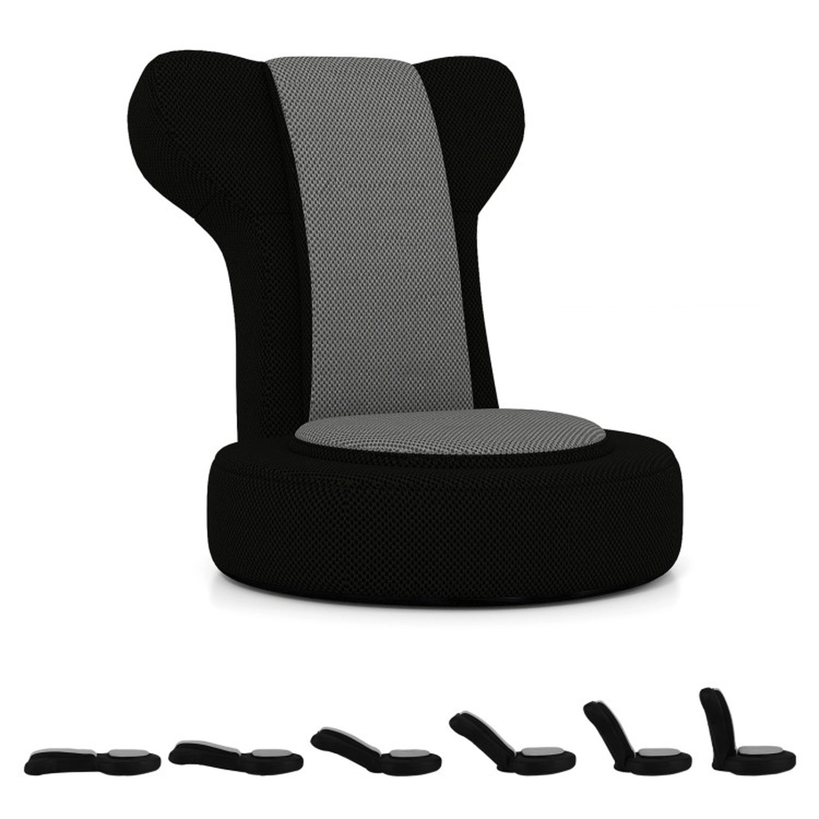 SUGIFT 2-in-1 310-lb Capacity Gray Breathable Mesh Folding Floor Gaming Chair with Adjustable Headrest