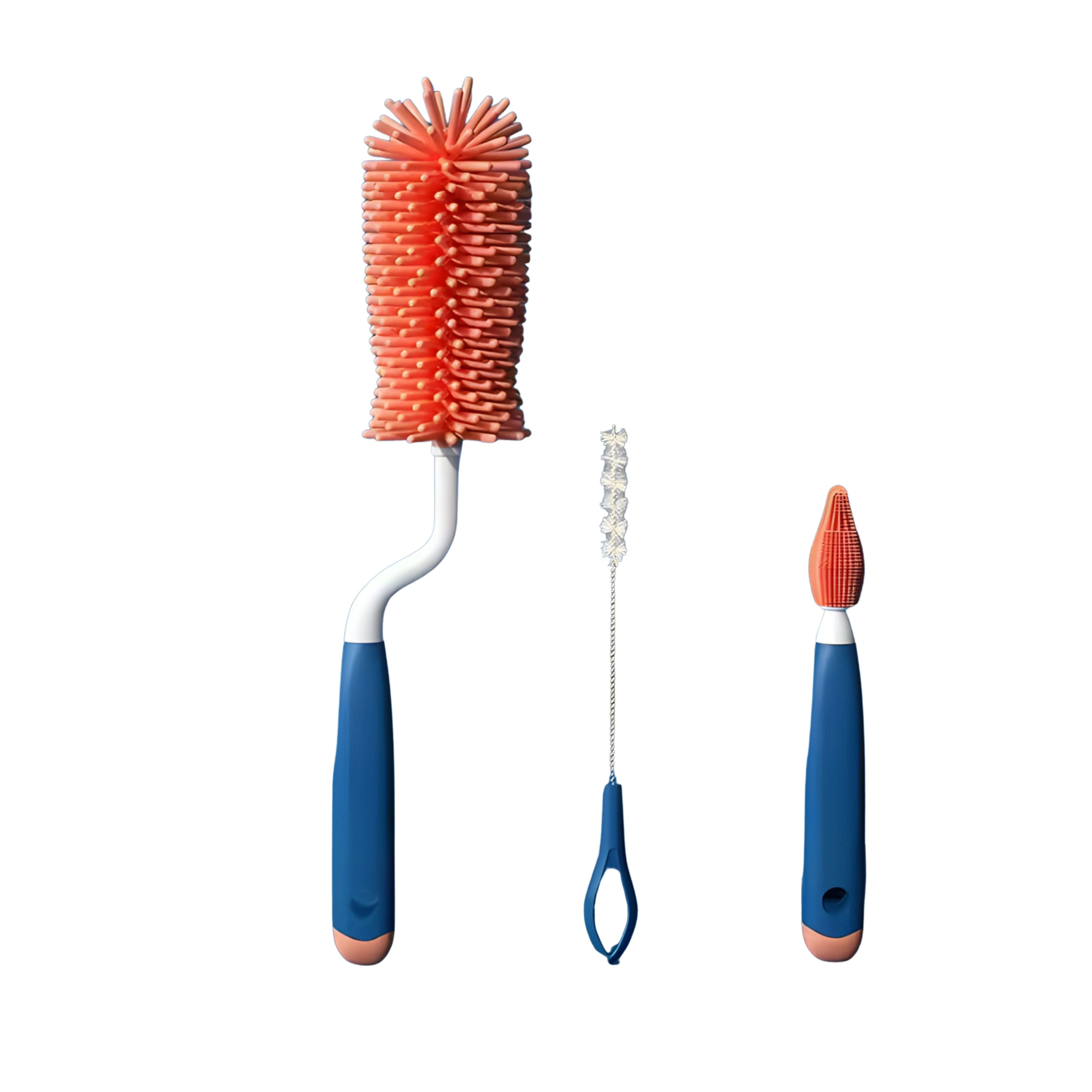 Kitcheniva 3 Pcs Set Curved Silicone Bottle Brush