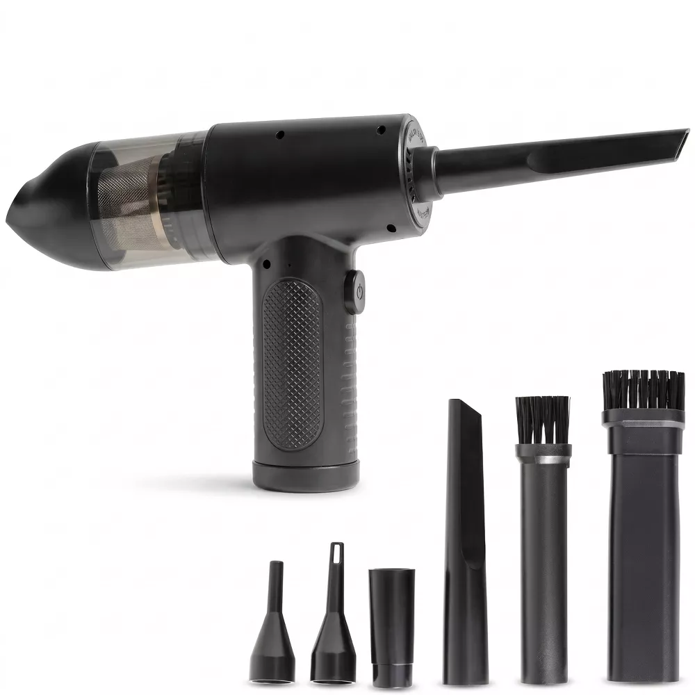 Luminuxe Handheld Air Duster & Mini Vacuum Cleaner Combo, 6 Attachments Multi-Functional Rechargeable Cleaning Kit