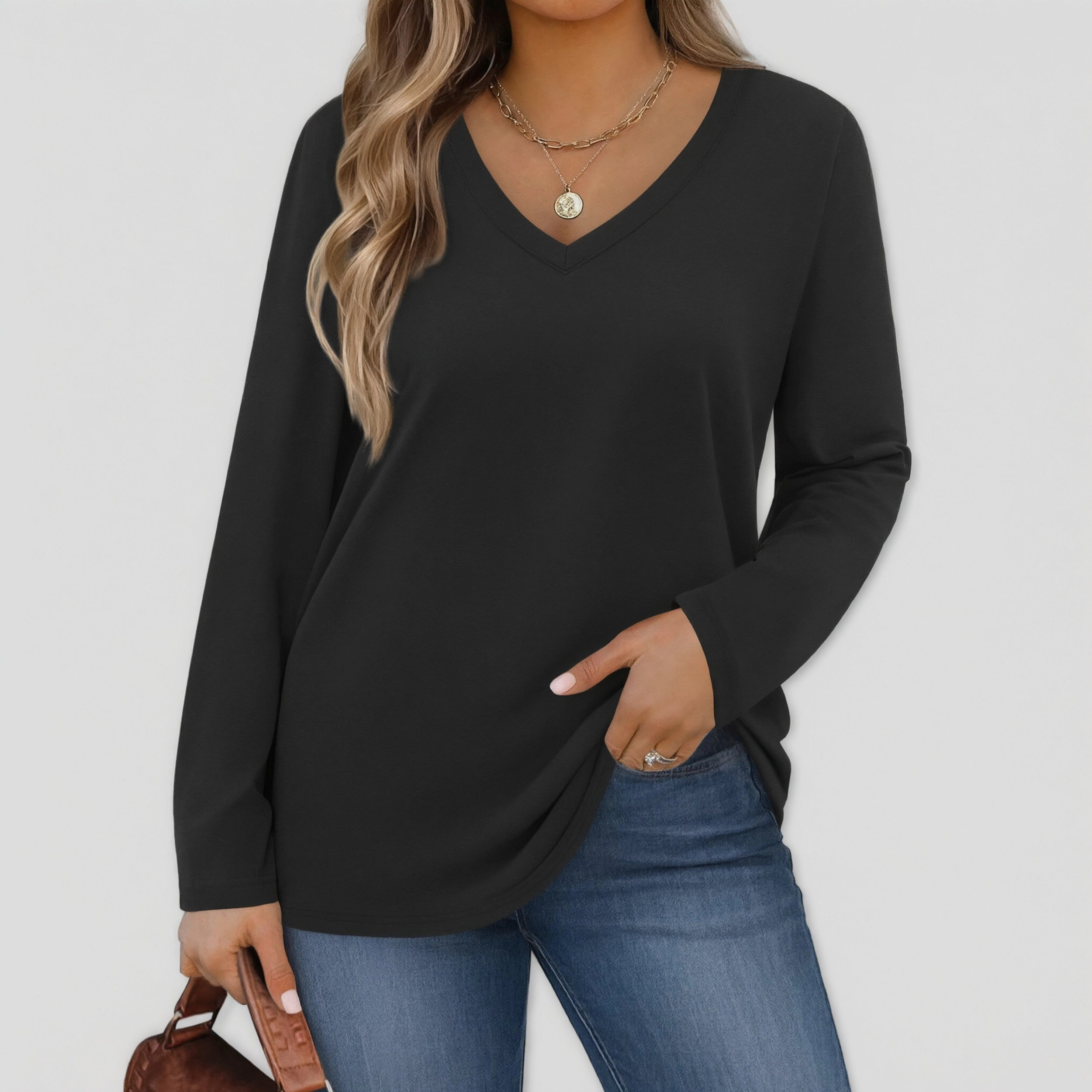 Zeagoo Women Loose Fit V Neck T Shirt
