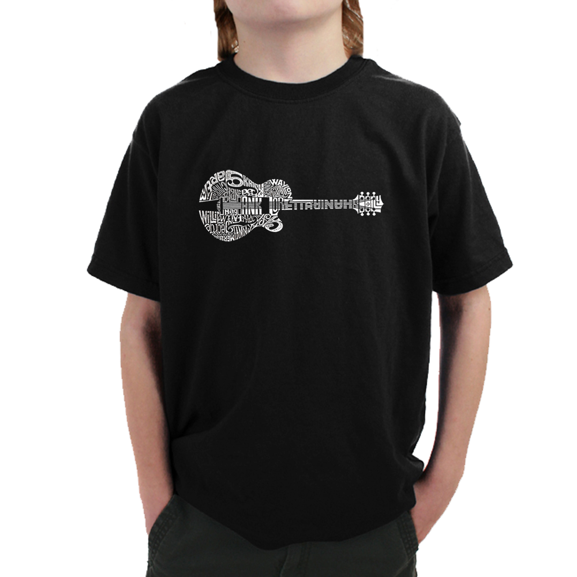 LA Pop Art Boy's Word T-Shirt - Country Guitar