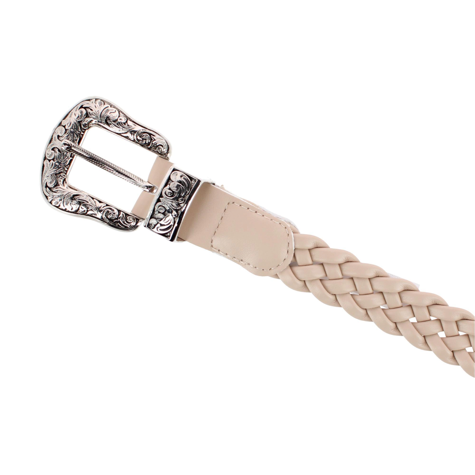 CTM Women's Plus Size Western Buckle Braided Synthetic Belt