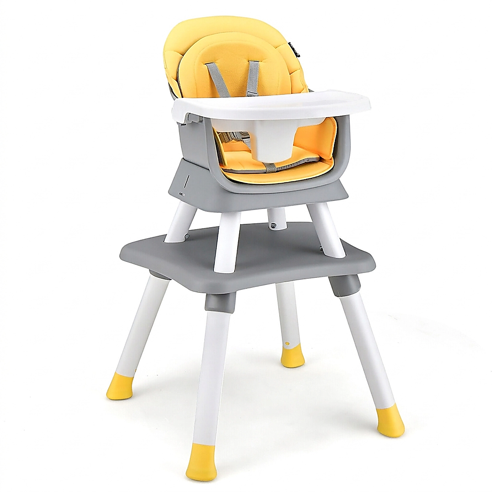 SUGIFT 6-in-1 Convertible Baby High Chair with Adjustable Removable Tray 55-lb Capacity Ages 6-36 Months Yellow