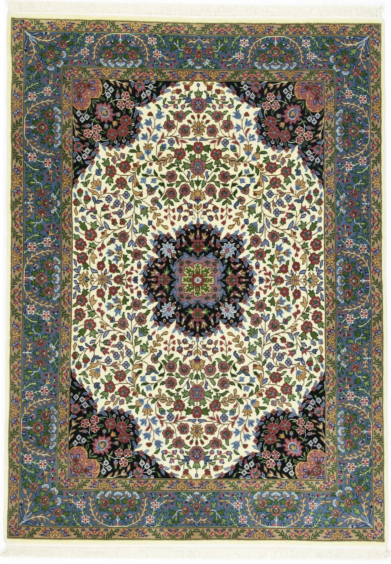 Magic Rugs 5'0 X 6'10 Hand Knotted Cream Kirman Floral Oriental Wool Rug
