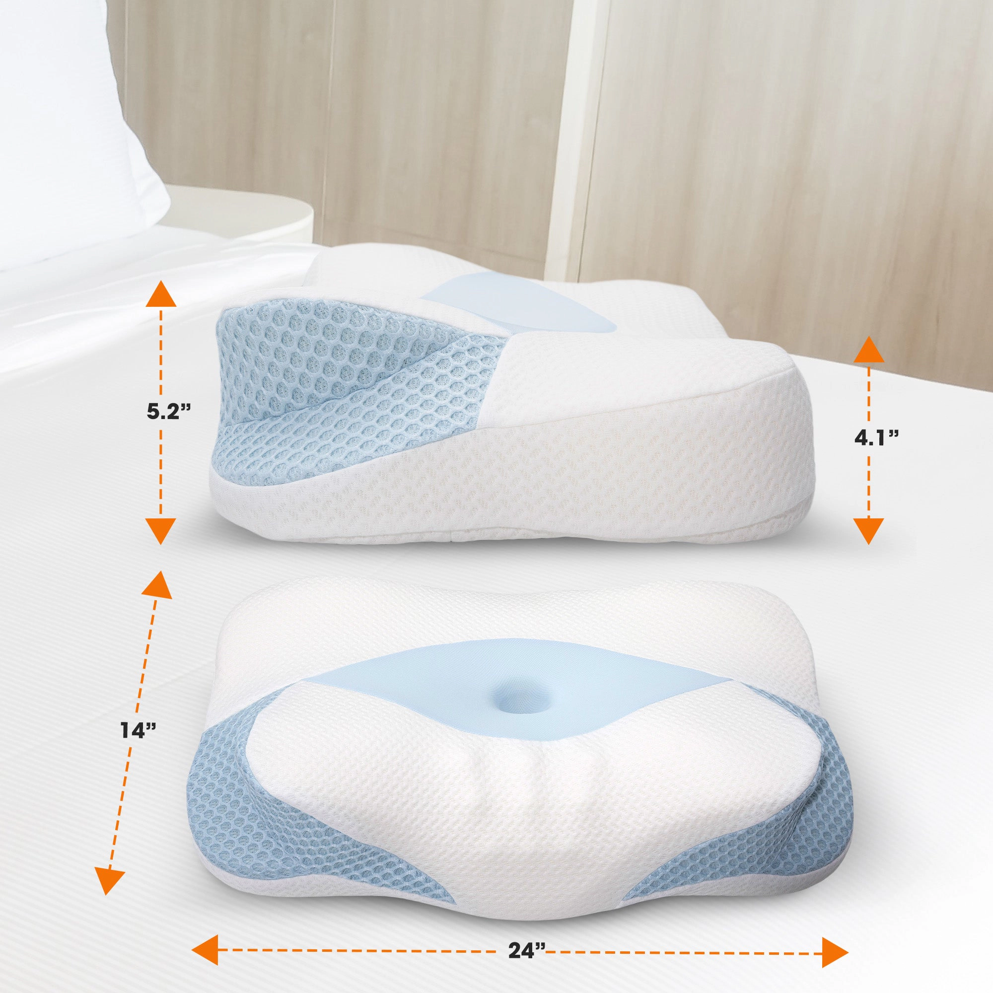 Cheer Collection Memory Foam Contoured Cervical Pillow 24"x14"