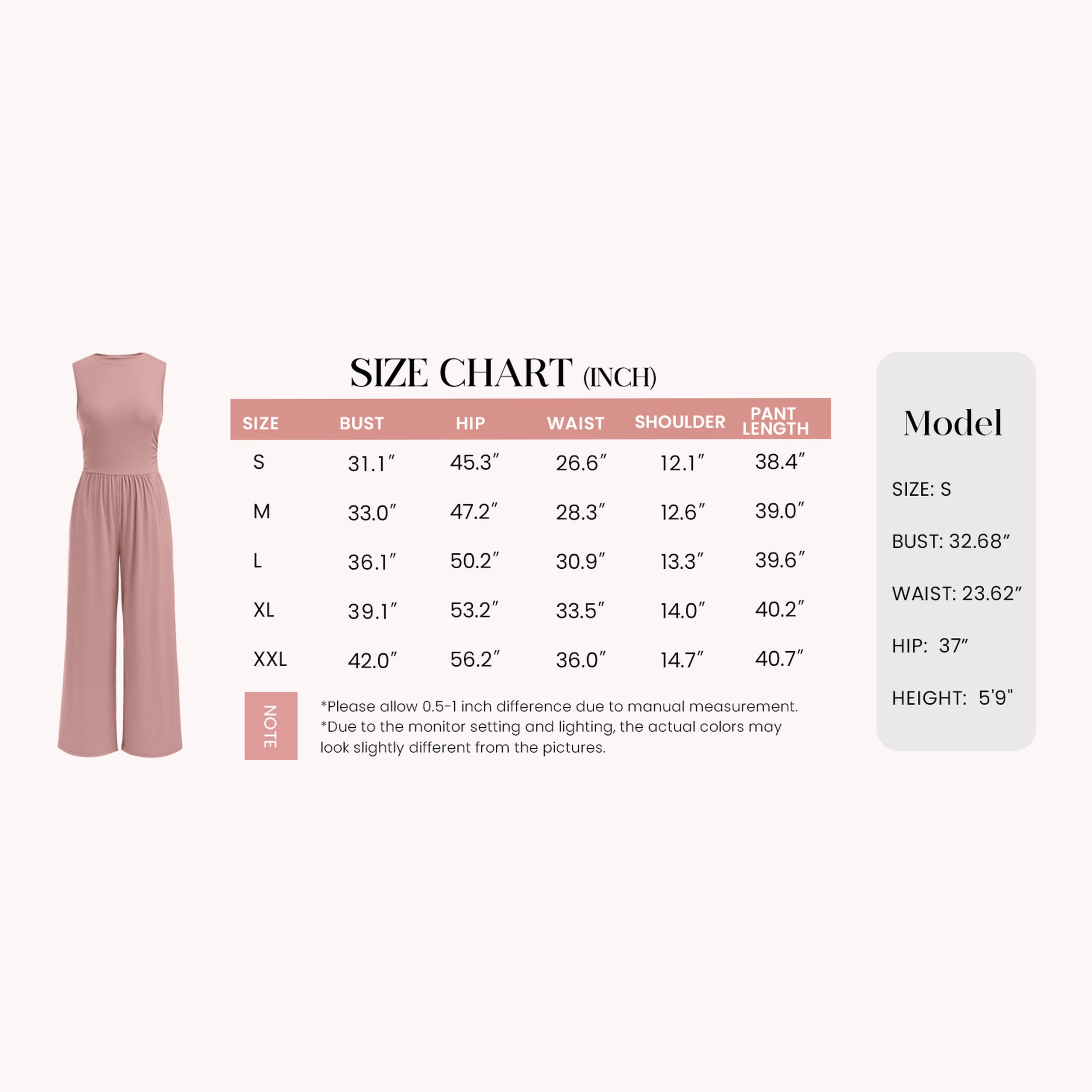 Ekouaer Women's Sleeveless Mock Neck Ribbed Wide Leg Jumpsuit