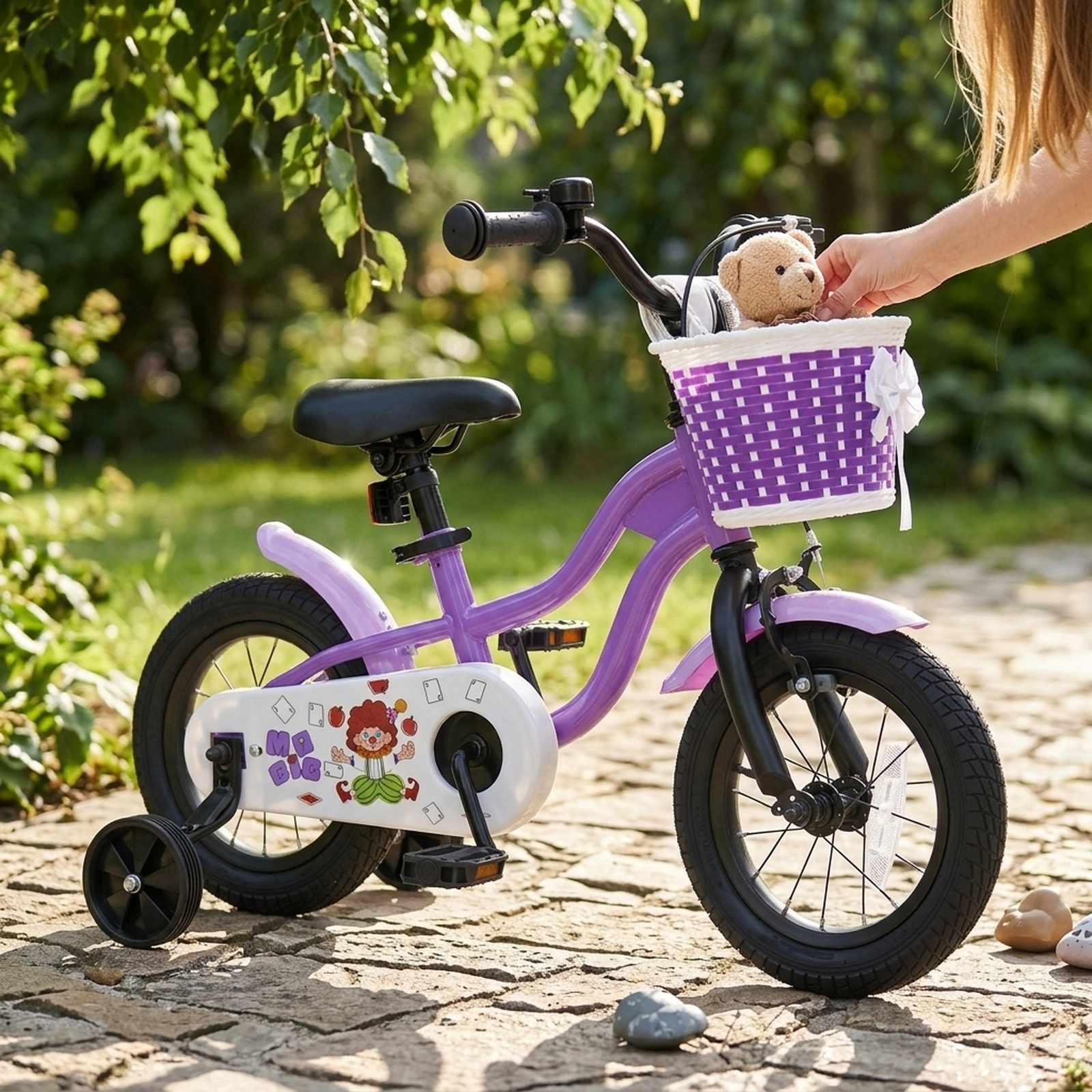 12-in Kids Bike Ages 3-4 Purple Toddler Bicycle Hand Brake Coaster Brake Mudguards 110-lb Capacity
