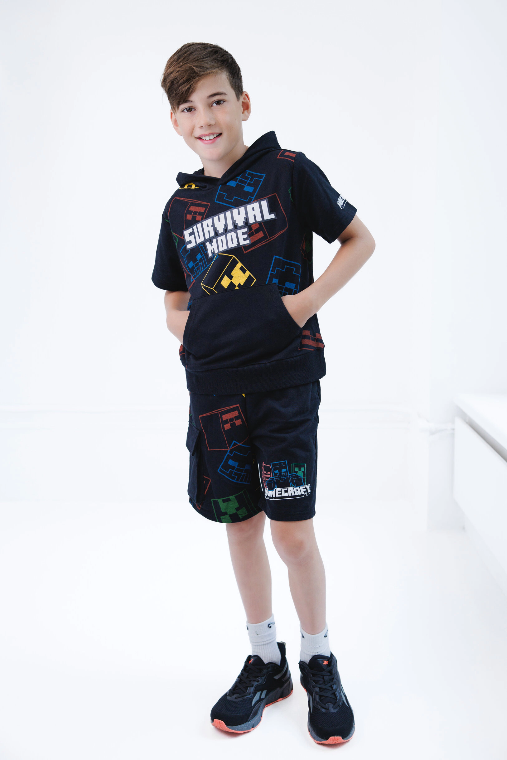 Minecraft Boys' 2-Piece Hooded Tee and Shorts Set