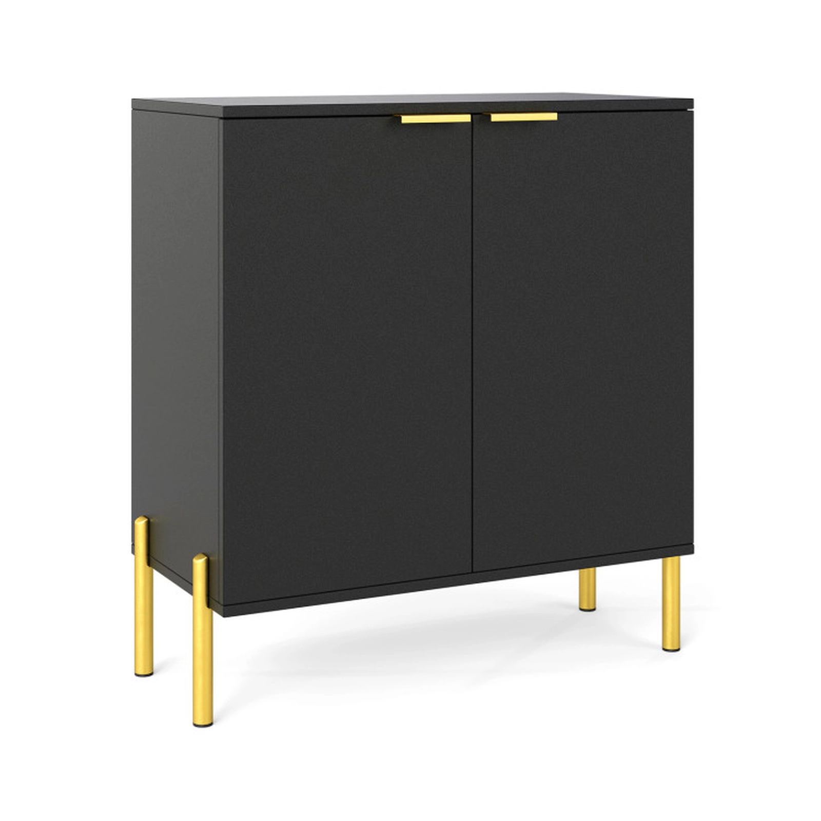 SUGIFT 2-Door Buffet Cabinet Sideboard with Shelf and Metal Legs 135-lb Top Capacity Black