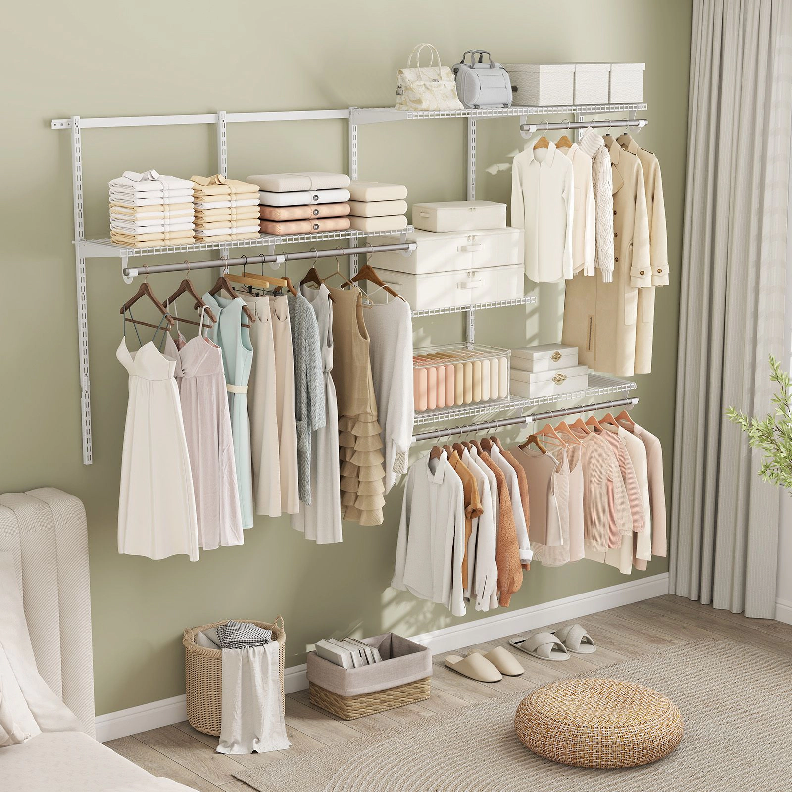 SlickBlue Wall Mounted Closet System 4 to 8 FT Adjustable Closet Organizer