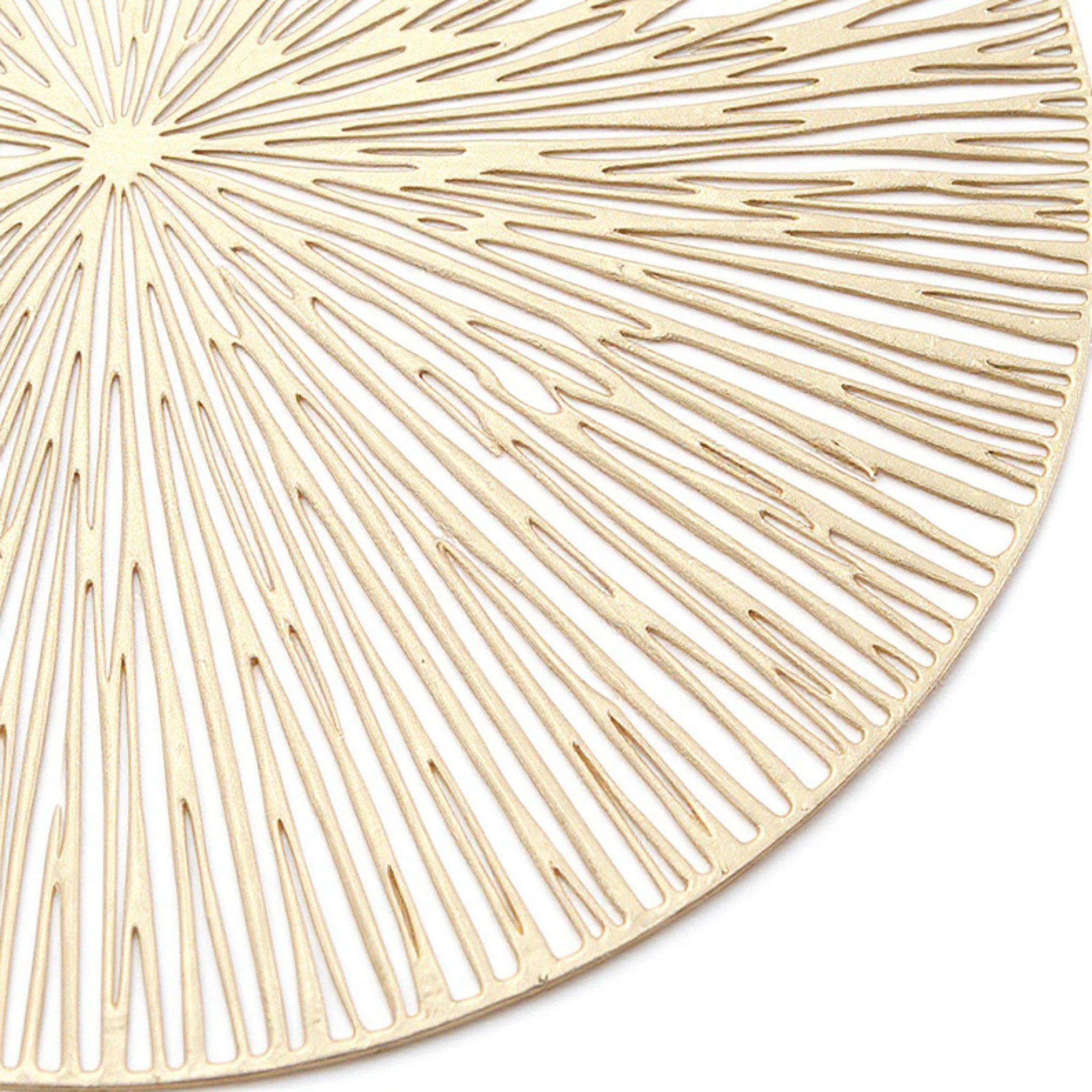 Alilang Unisex 4-Piece Round Woven Rattan Placemat with Radiating Sunburst Design