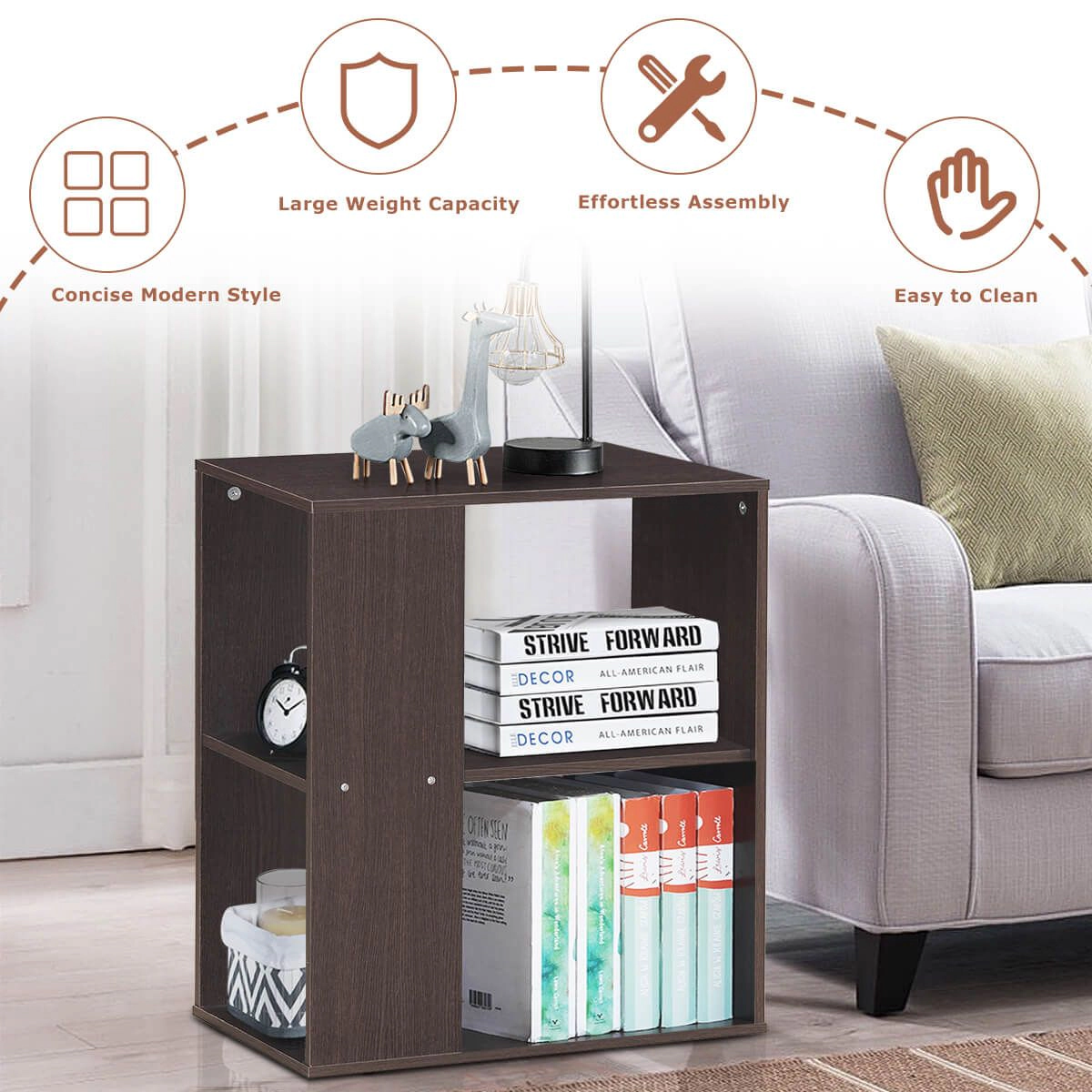 SlickBlue 3 Tier Side Table with Storage Shelves for Small Spaces