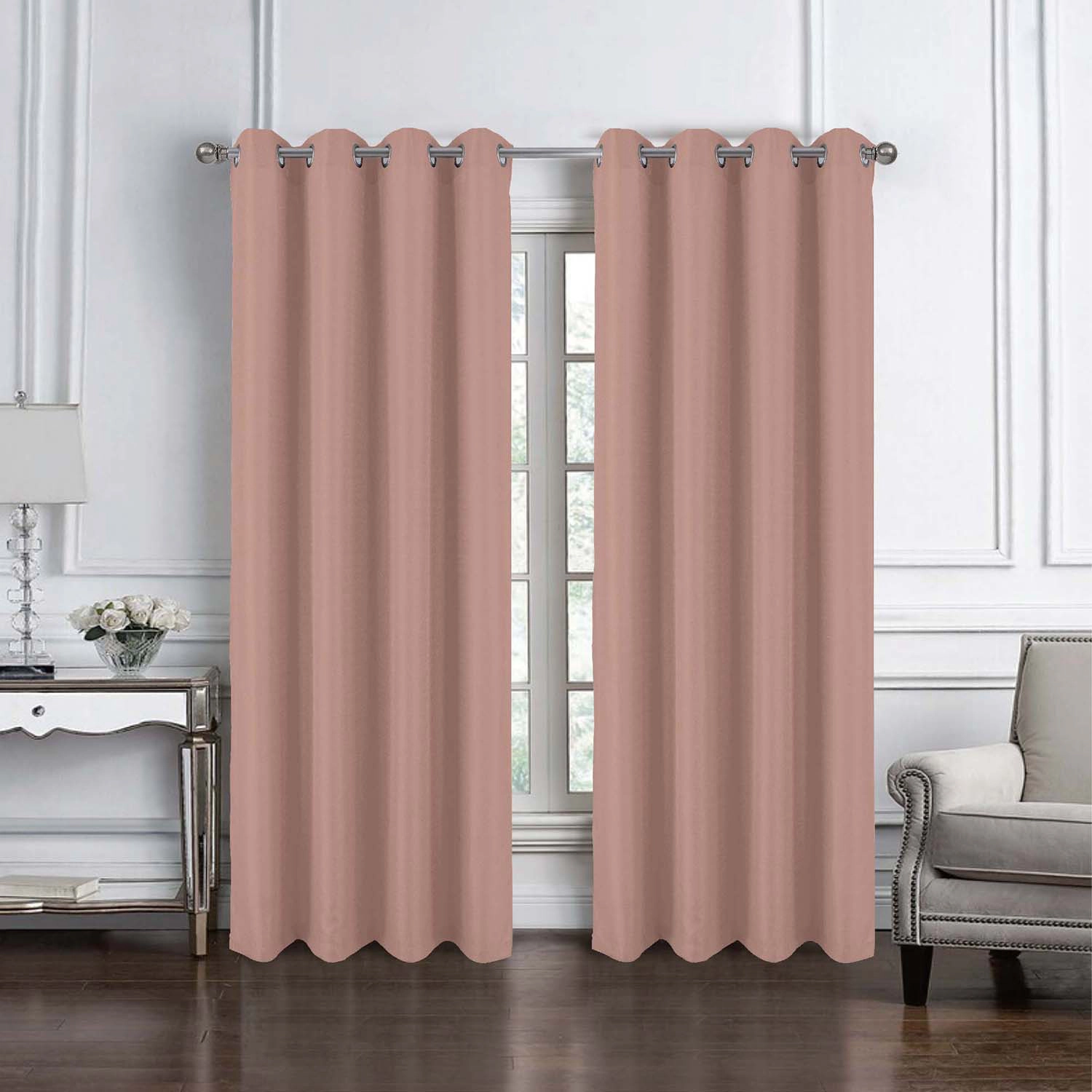 RT Designer Collection Cindy Textured 2 Pack Grommet Curtain Panel 36" x 84" Taupe